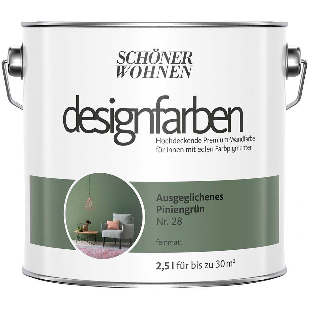 SCHÖNER WOHNEN FARBE Wandfarbe Schöner Wohnen Designfarben 2,5 Ltr. Ausgeglichenes Piniengrün Nr. 2