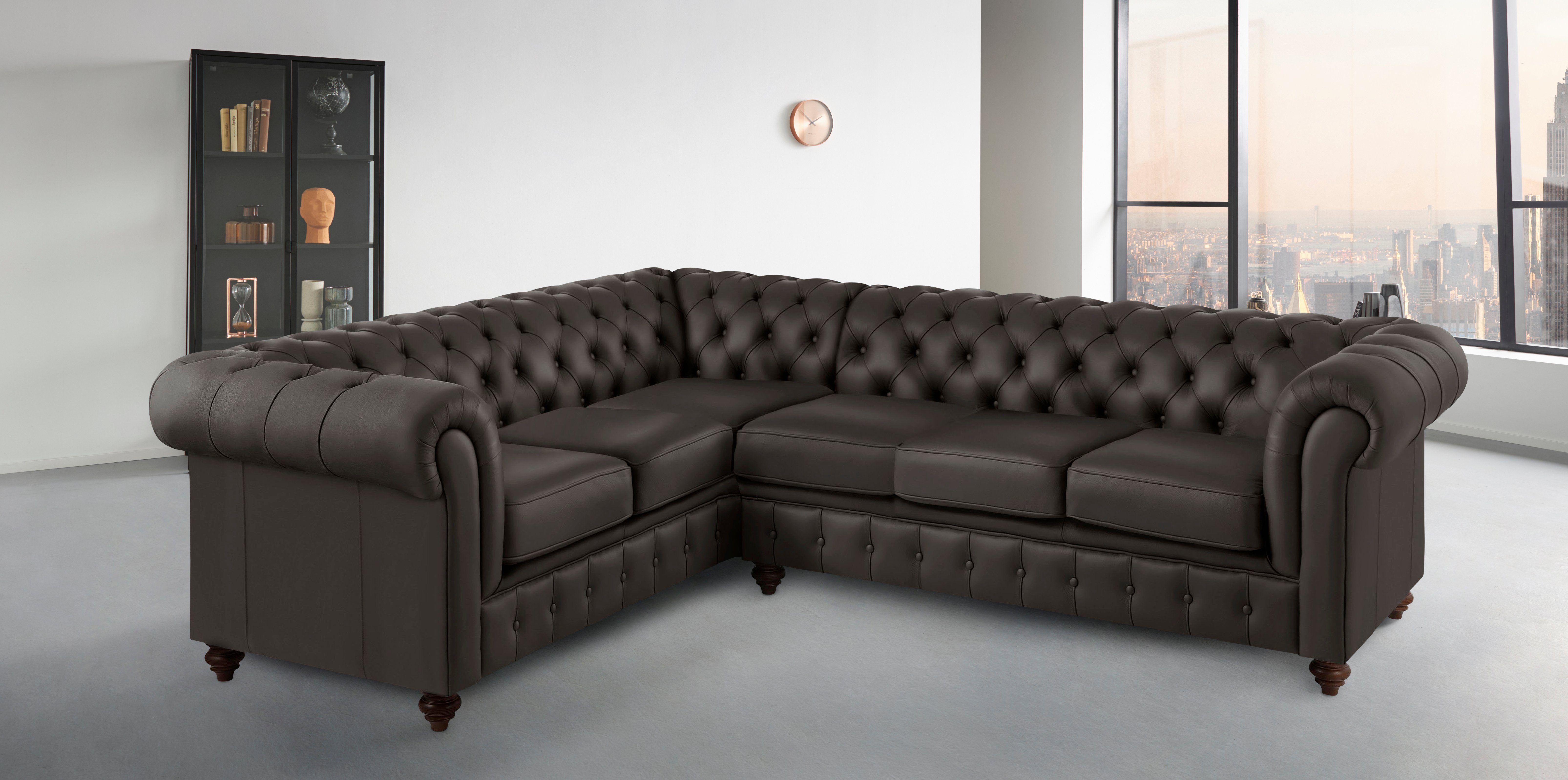 Home affaire Chesterfield-Sofa Chesterfield Ecksofa, auch in Leder L-Form, hochwertige Knopfheftung, langer Schenkel links oder rechts wählbar