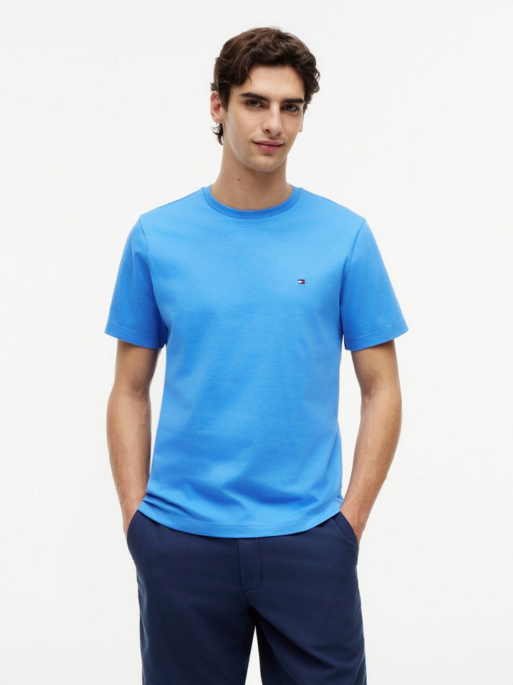 Tommy Hilfiger T-Shirt ESSENTIAL REGULAR FIT SOLID mit Stickerei unifarben, casual, Baumwolle, Rundhals
