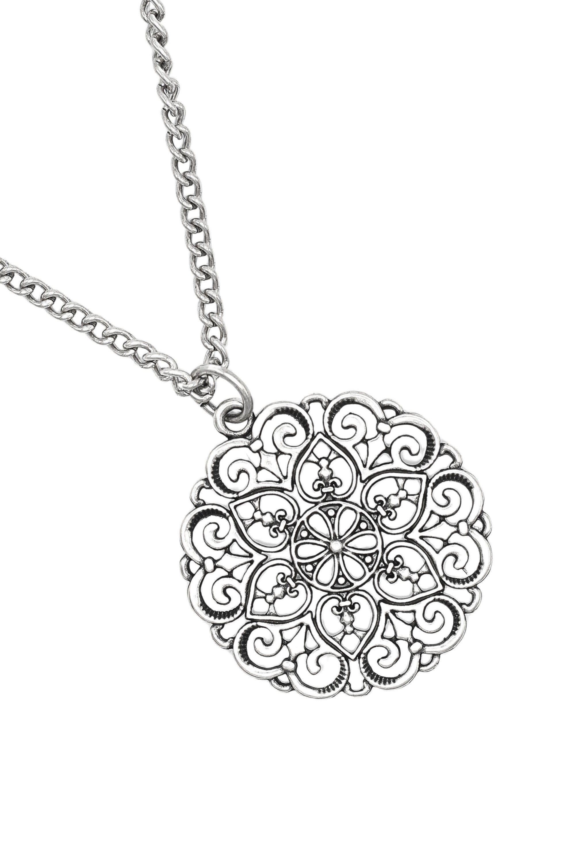 COLLEZIONE ALESSANDRO Lange Kette Ornament, mit rundem Ornament Anhänger