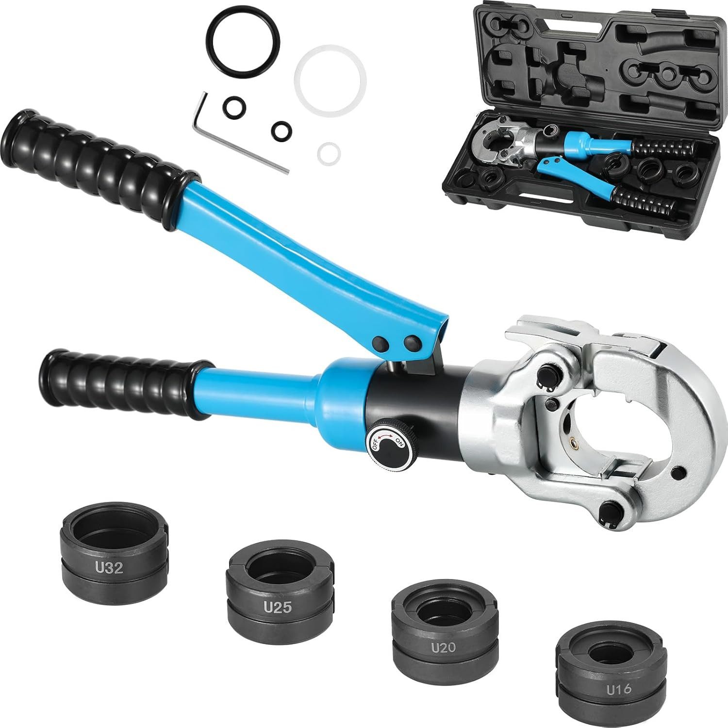 TLGREEN Kneifzange Profi Presszange, 360° drehbarem Kopf, Crimpzange für Kunststoffrohr, Aluverbundrohr