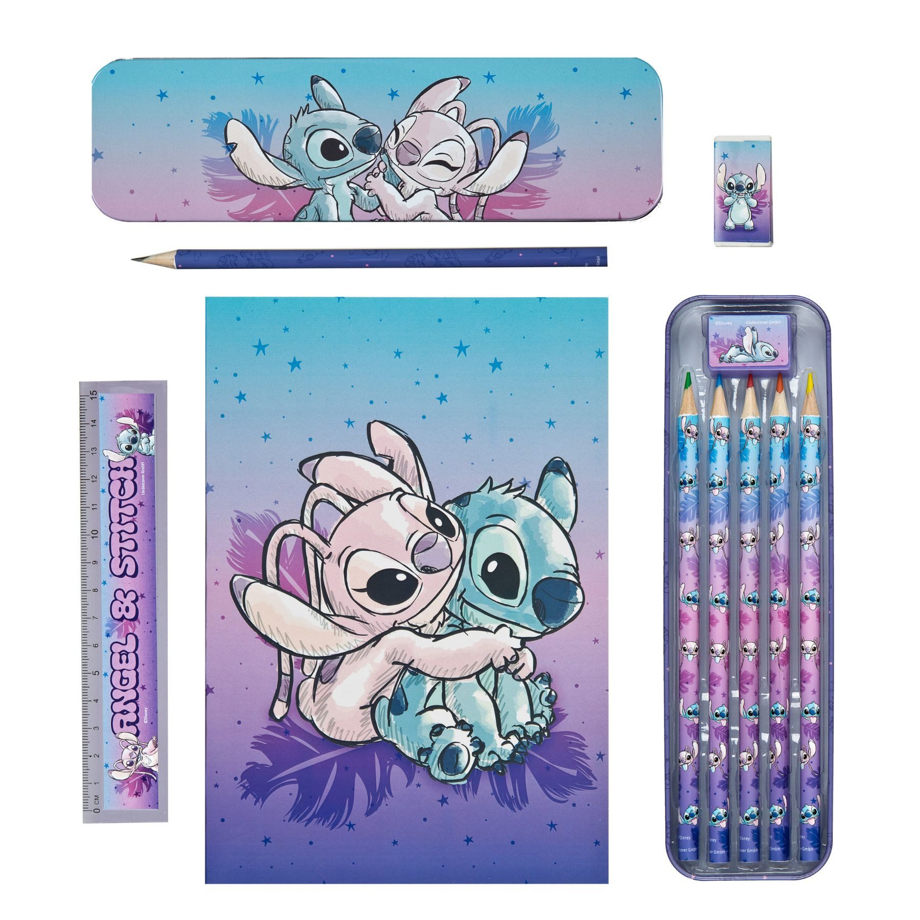 Disney Bleistift Stitch Schreibwaren Set mehrfarbig Kinder Schulzubehör Schreibset