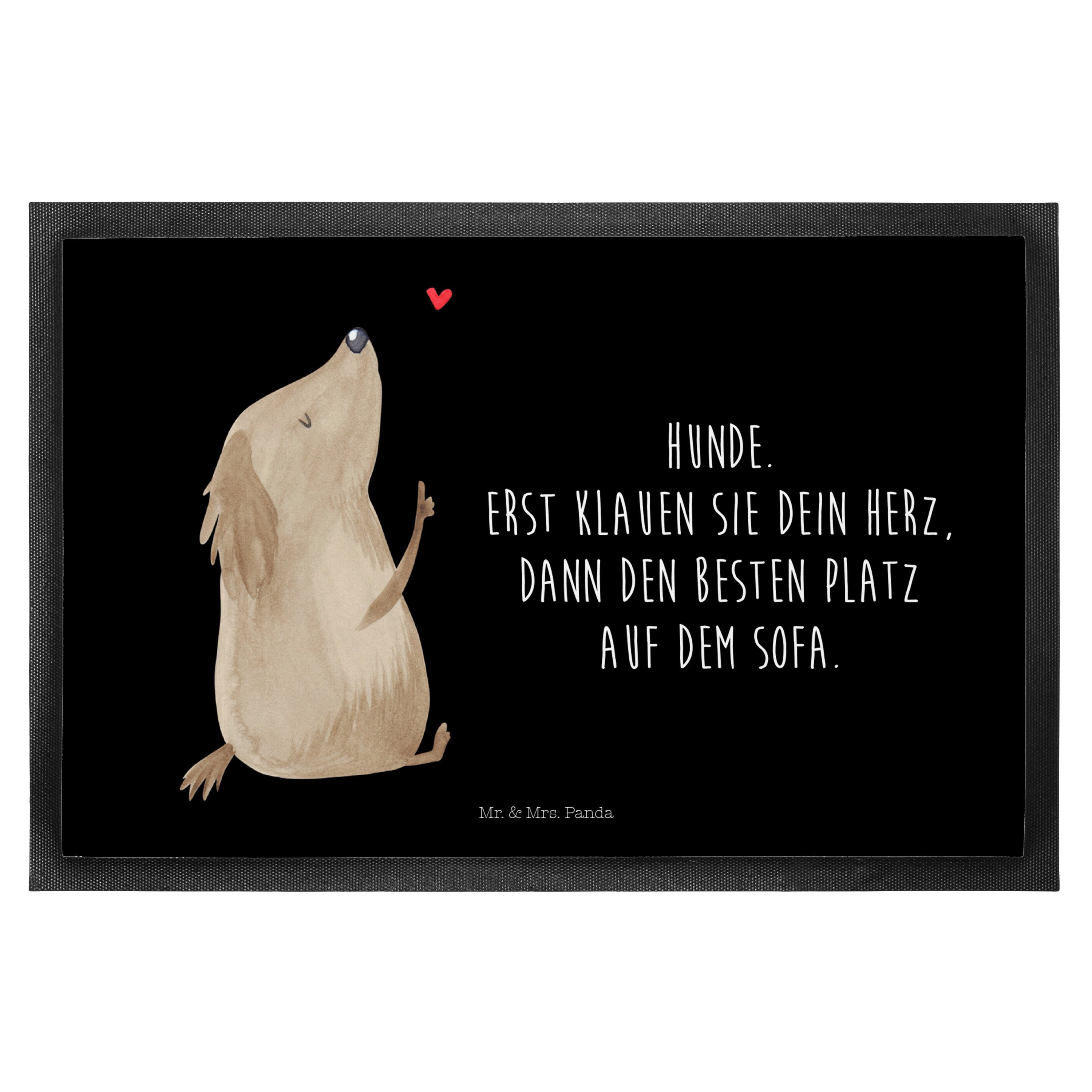 Mr. & Mrs. Panda Fußmatte Hund Liebe, Schmutzfangmatte 40 x 60 cm, Schwarz, Sprüche, Herz, fußm, Höhe: 40 mm
