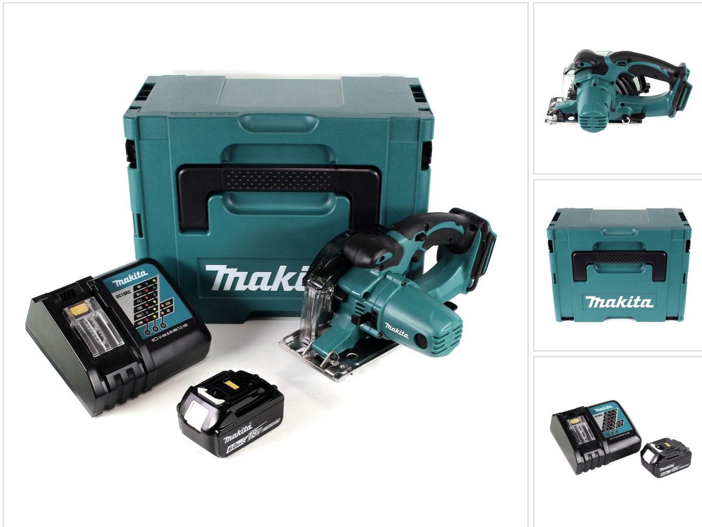 Makita Kompakt-Handkreissäge DCS 552 RG1J 18 V Akku Metall Handkreissäge 136 mm im Makpac + 1x 6,0