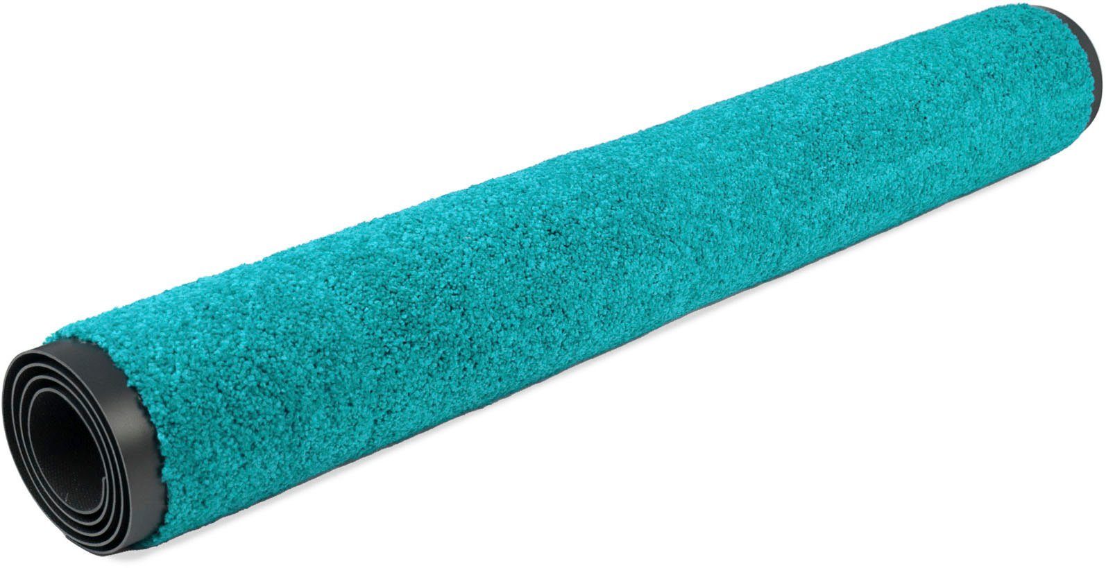 Fußmatte CLEAN, Primaflor-Ideen in waschbar Höhe: 8,5 mm, Schmutzfangmatte, türkis große Textil, rechteckig, Farbauswahl