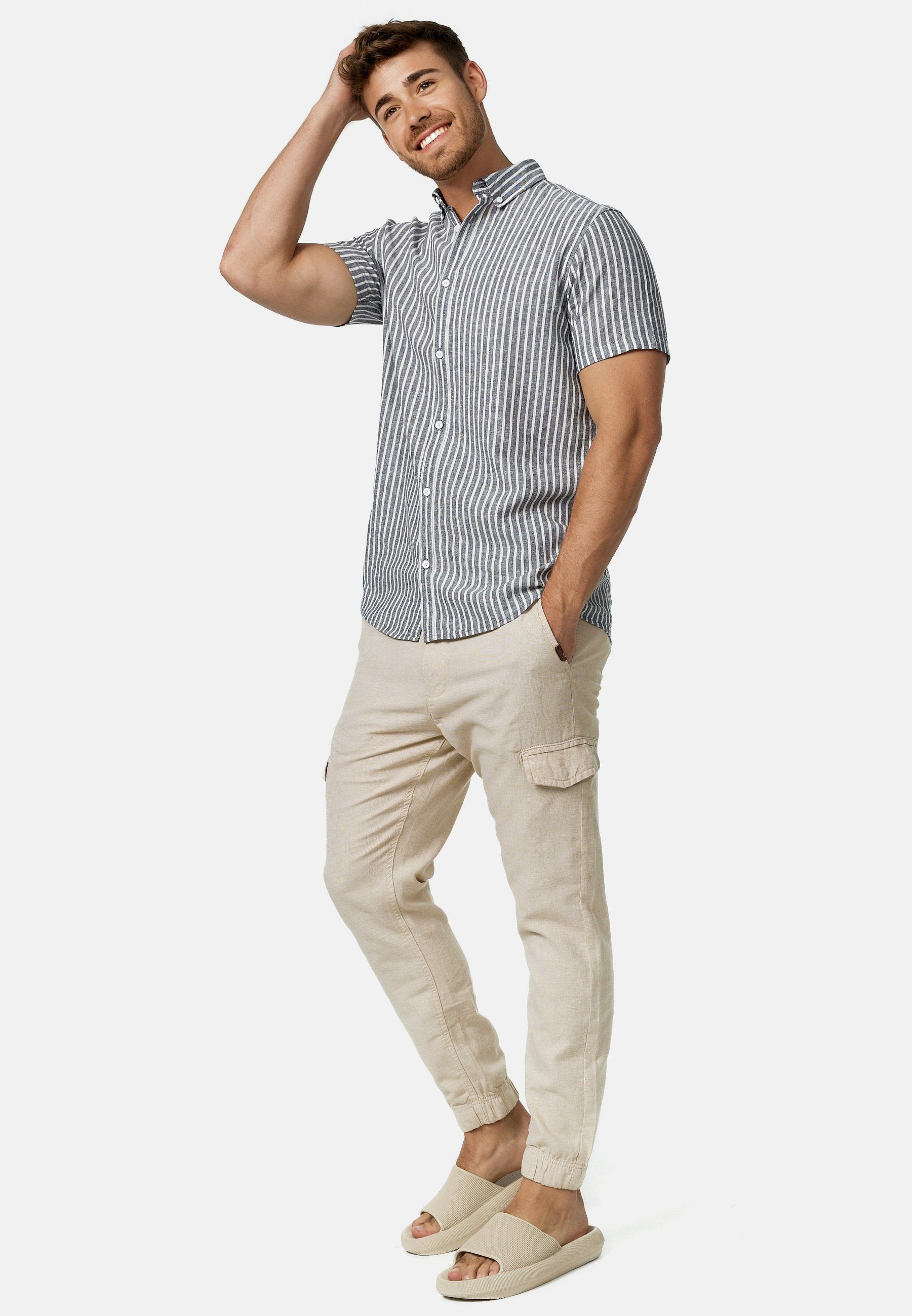 Indicode Leinenhose Herren Booth Sommerhose Leinen Herrenhose mit 6 Taschen, 55% Leinen