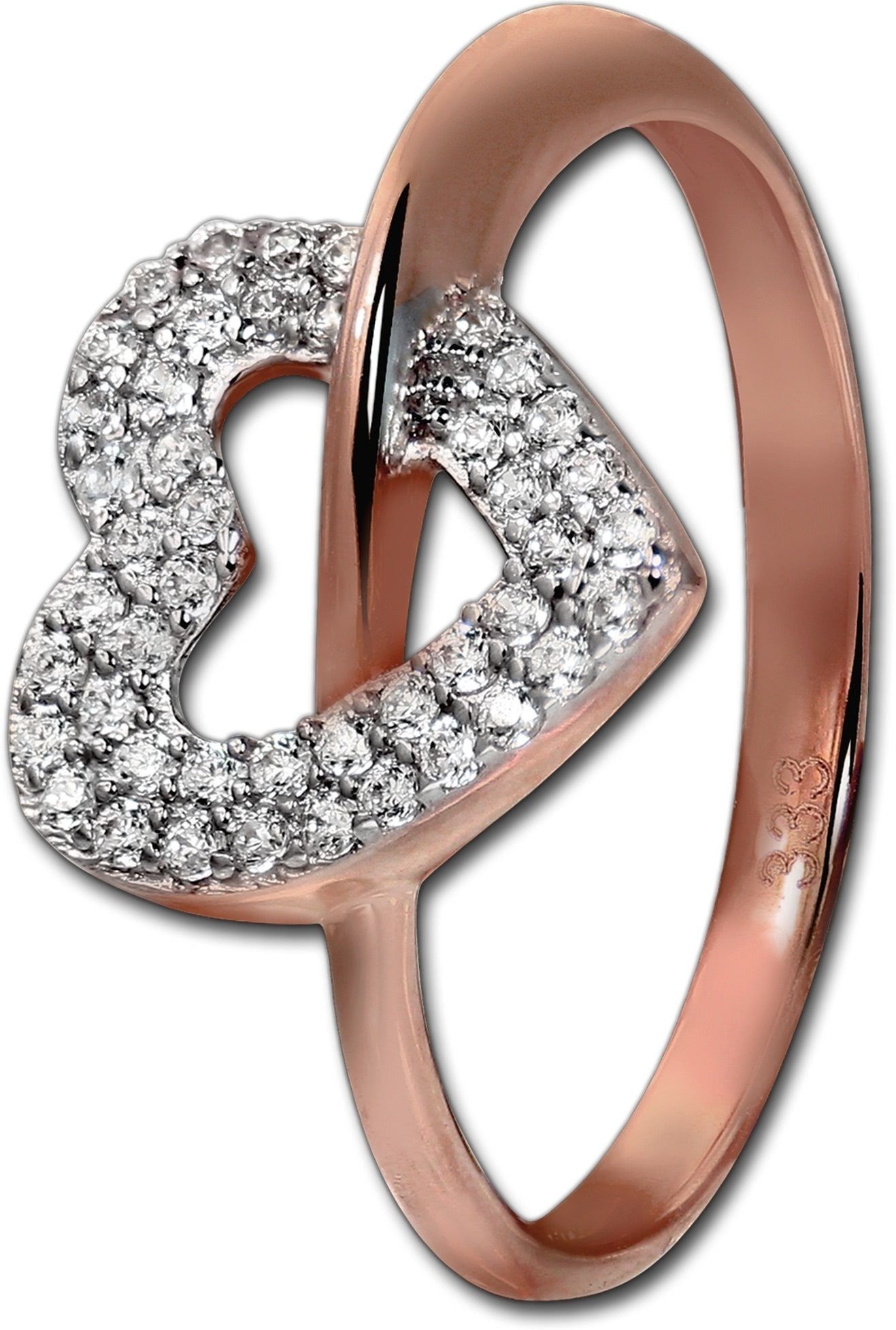 GoldDream Goldring GoldDream Ring Damen Gr. 58 Herz 8K, Damen Ring Echtgold, 333er Rosegold, rose, weiß, Herz