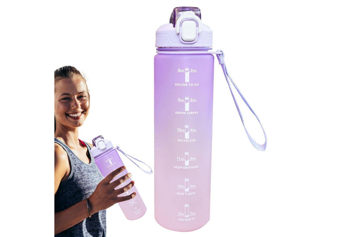 PFCTART Trinkflasche 1 Liter Trinkflasche Sport auslaufsicher und BPA frei als Sportflasche, BPA frei, auslaufsicher, mit One Click Deckel für einfaches Trinken
