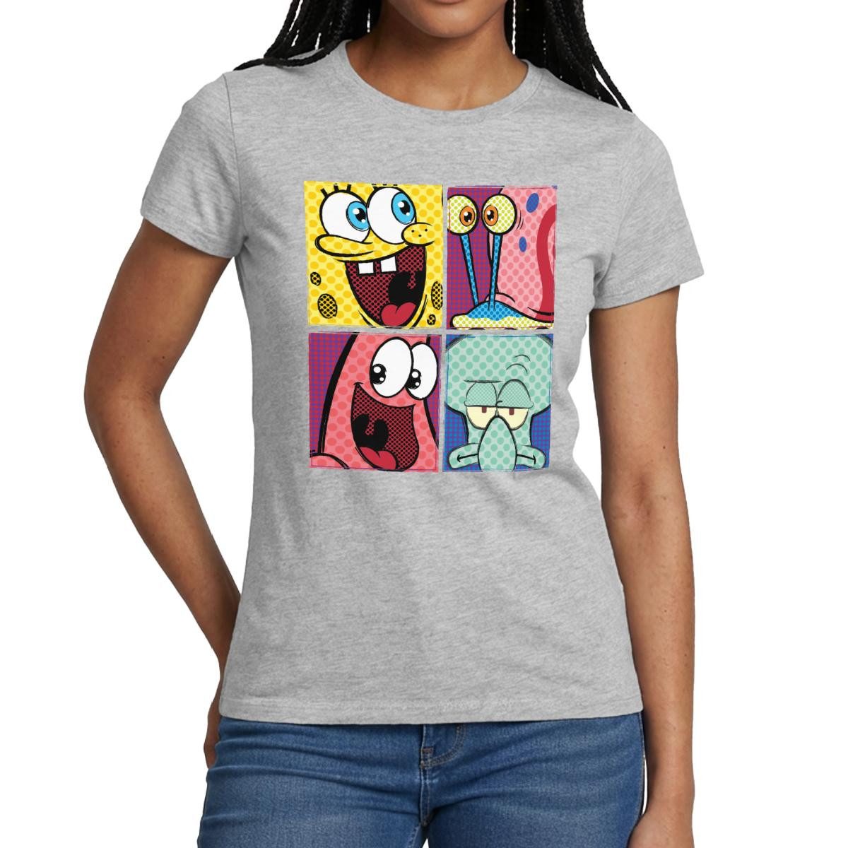 T-Shirt SpongeBob Schwammkopf Patrick Gary Thaddäus Frauen T-Shirt