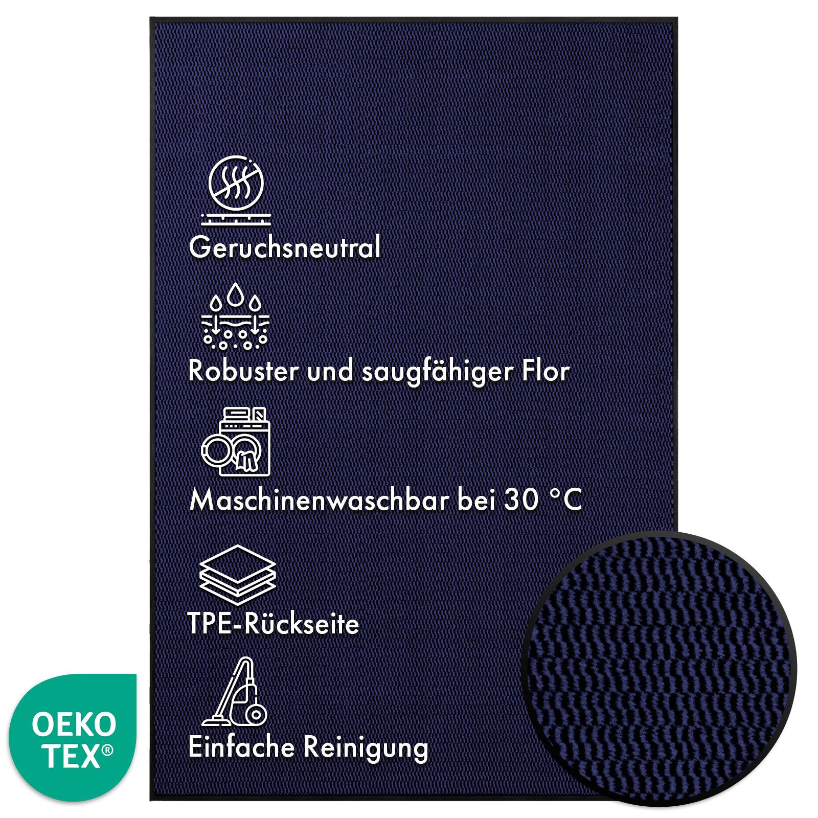 Floordirekt Fußmatte SKY Novo, enorm rutschfeste TPE-Rückseite, effektive Schmutzaufnahme, Rechteckig, Höhe: 7 mm, In- & Outdoor Schmutzfangmatte, saugstarker Flor, 30° Maschinenwäsche