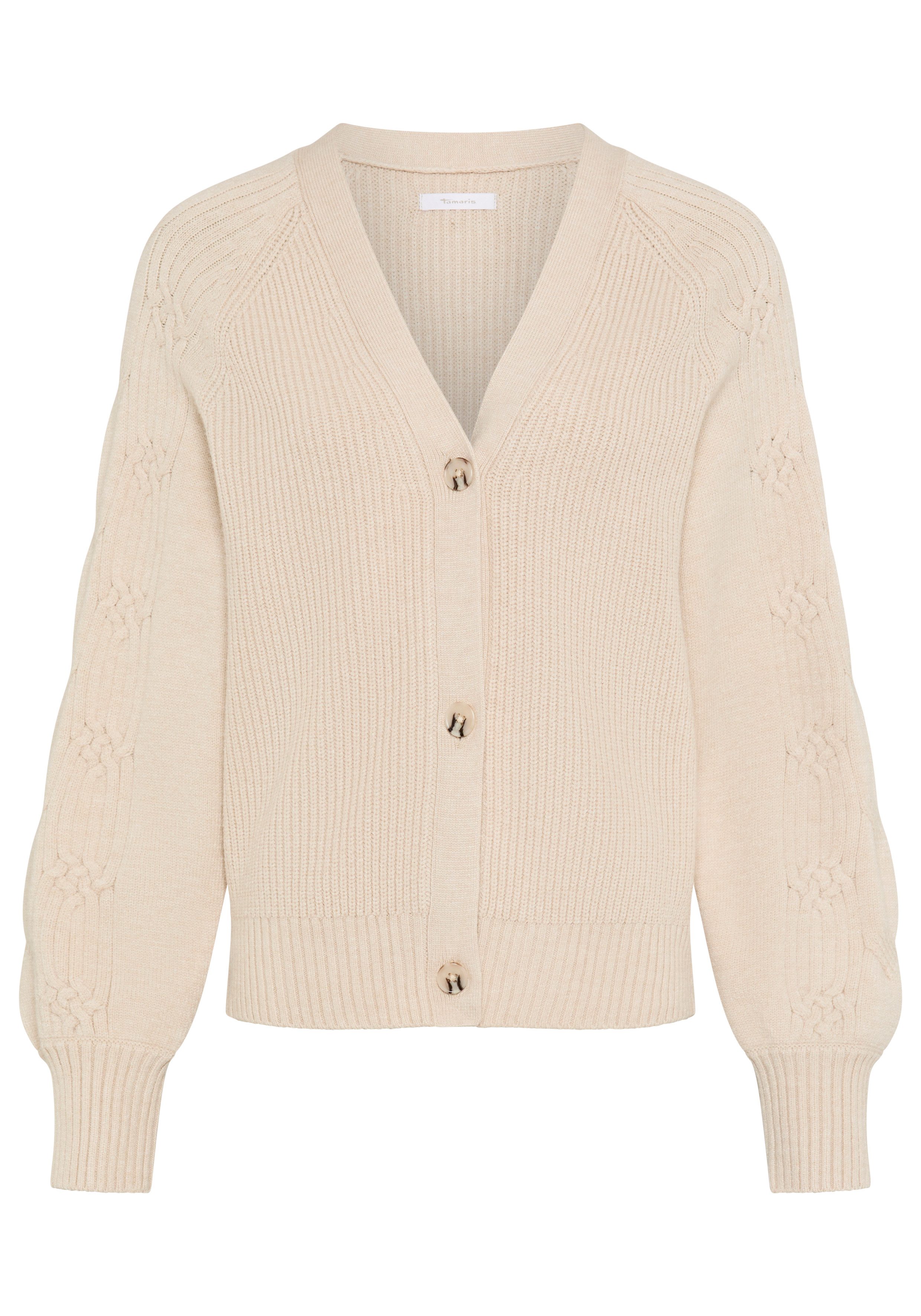 Tamaris Strickjacke mit V-Ausschnitt und Zopfstrickmuster aus weicher Viskosemischung – Bild 5 von 5