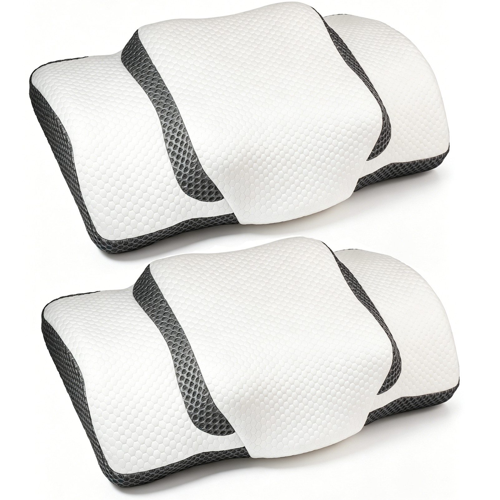 Esun Kopfkissen Nackenstützkissen Orthopädisches Nackenkissen Memory Foam, 2 Höhen, Füllung: 100% Memory Foam, Ruckenschlafer, Bauchschlafer, Seitenschlafer, Set, ergonomisches kopfkissen, seitenschläferkissen, Seitenschläferkissen, Pillow, Kissen, Schlafkissen