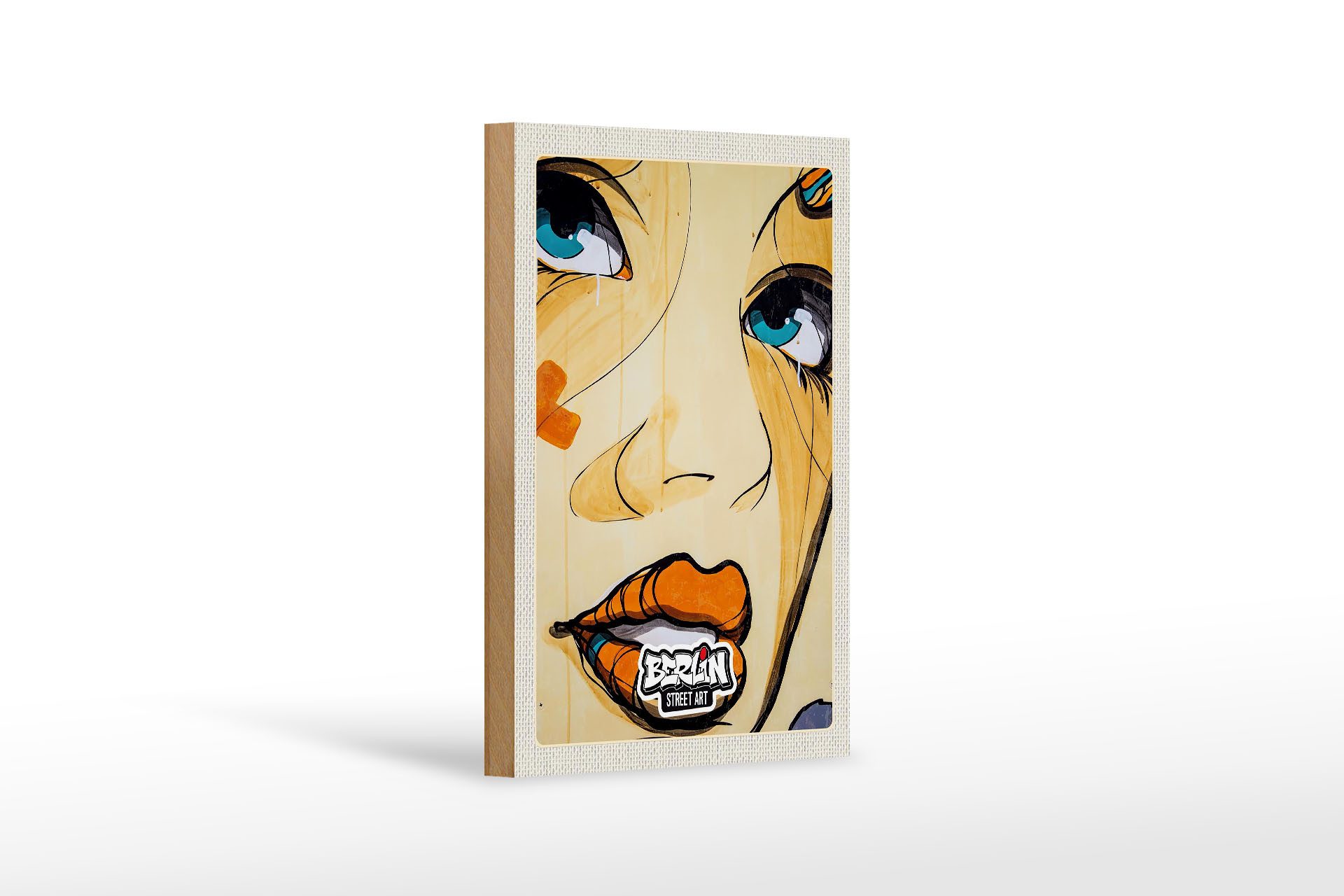 Femer GmbH Holzbild Reise 12x18 cm Berlin Street Art weinende Frau, (1 St), Glatte Holzfaserplatte (MDF), vorn beschichtet