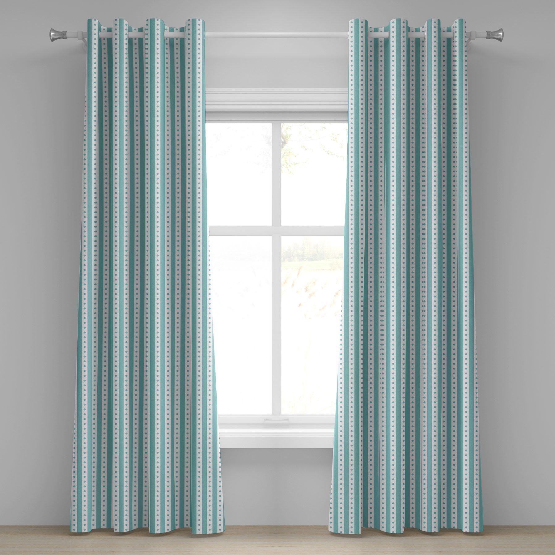 Gardine Dekorative 2-Panel-Fenstervorhänge für Schlafzimmer Wohnzimmer, Abakuhaus, Jahrgang Retro Punkte und Streifen