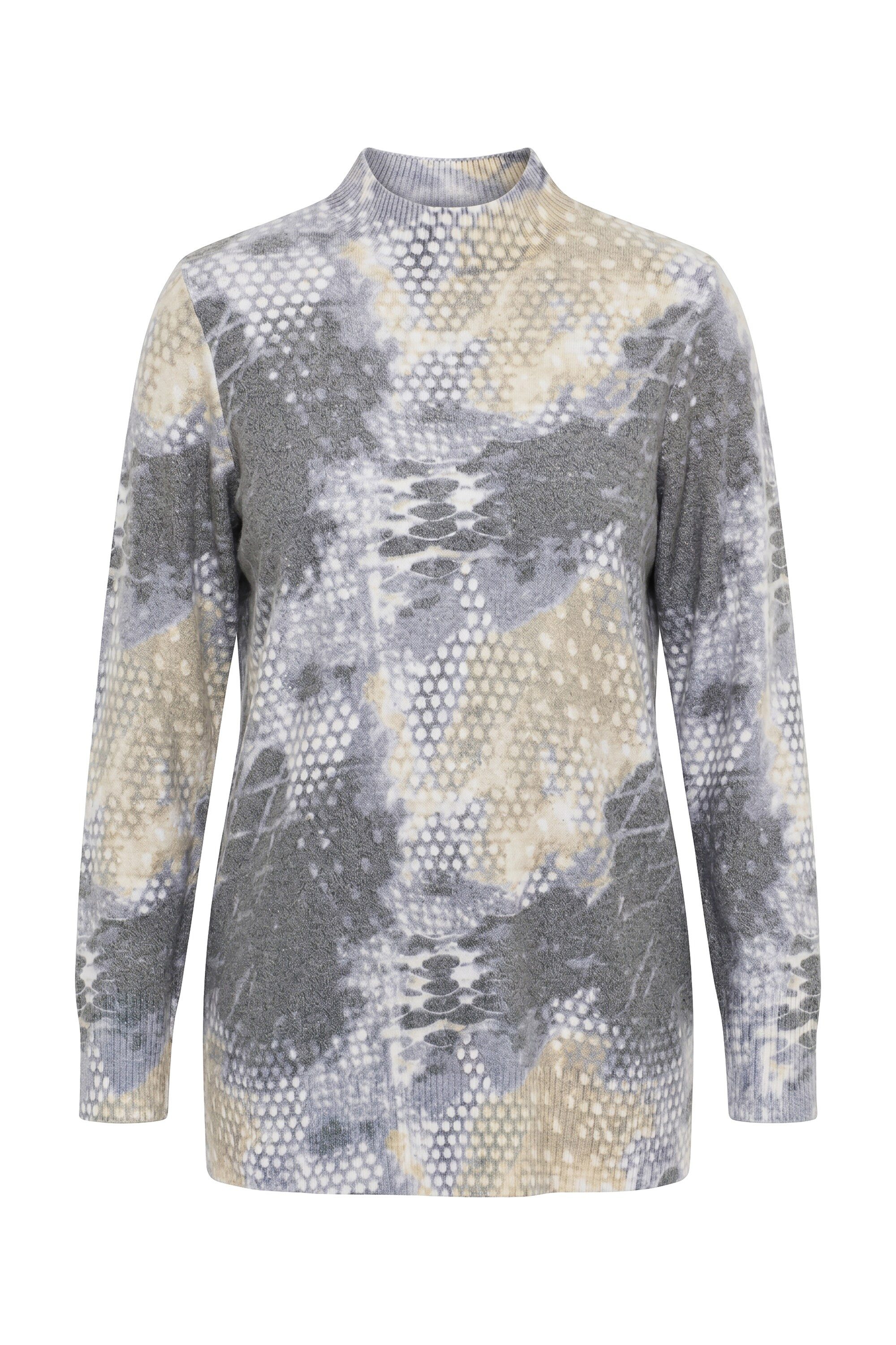 Ulla Popken Strickpullover Pullover Mikro-Pailletten Stehkragen Langarm