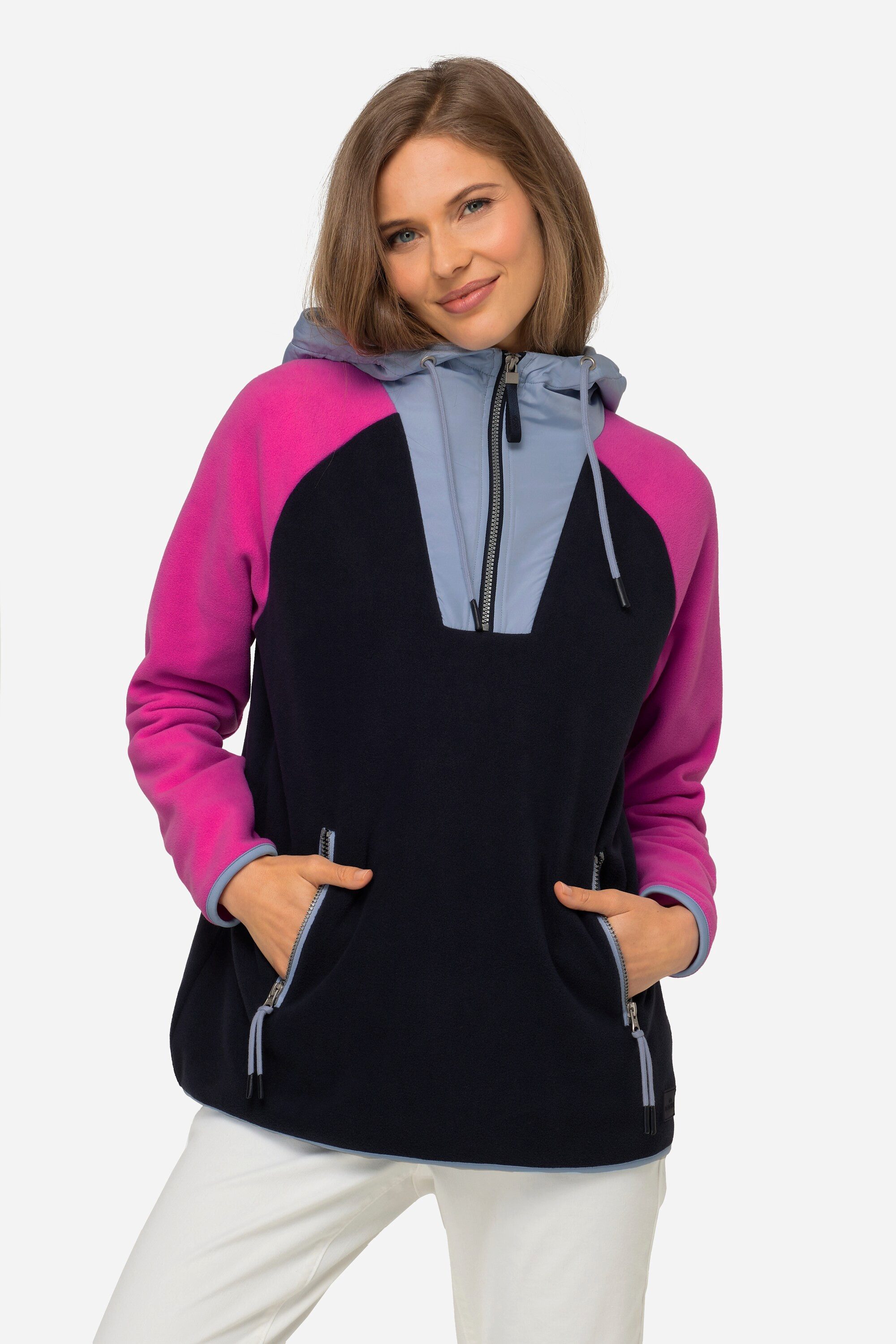 Laurasøn Sweatshirt Hoodie Materialmix mit Fleece günstig online kaufen