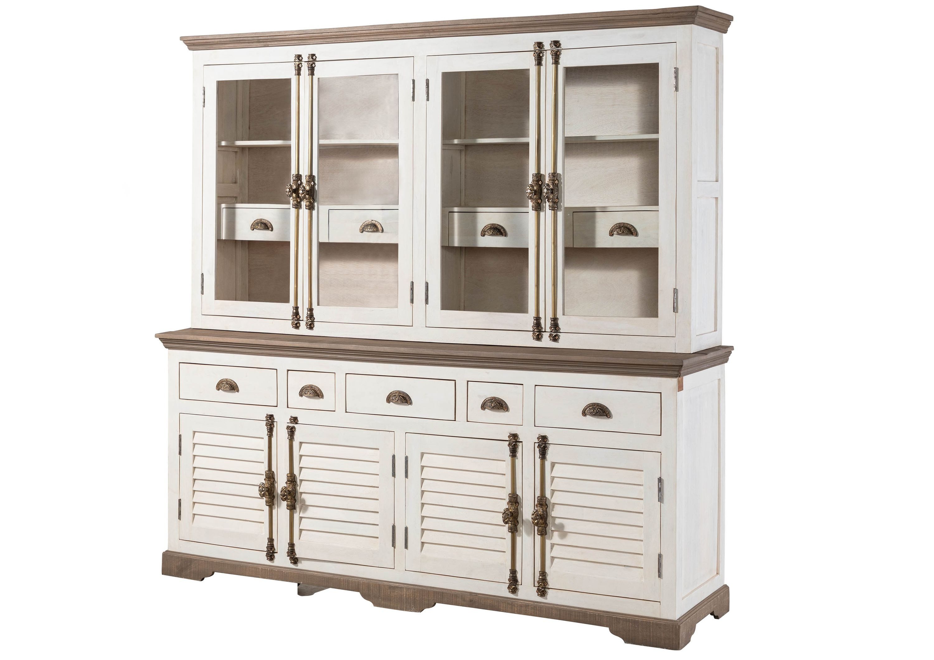 Massivmoebel24 Buffet TOULOUSE (Mango 204x50x210 weiß lackiert TOULOUSE #103) Mango 204x50x210 weiß lackiert TOULOUSE #103