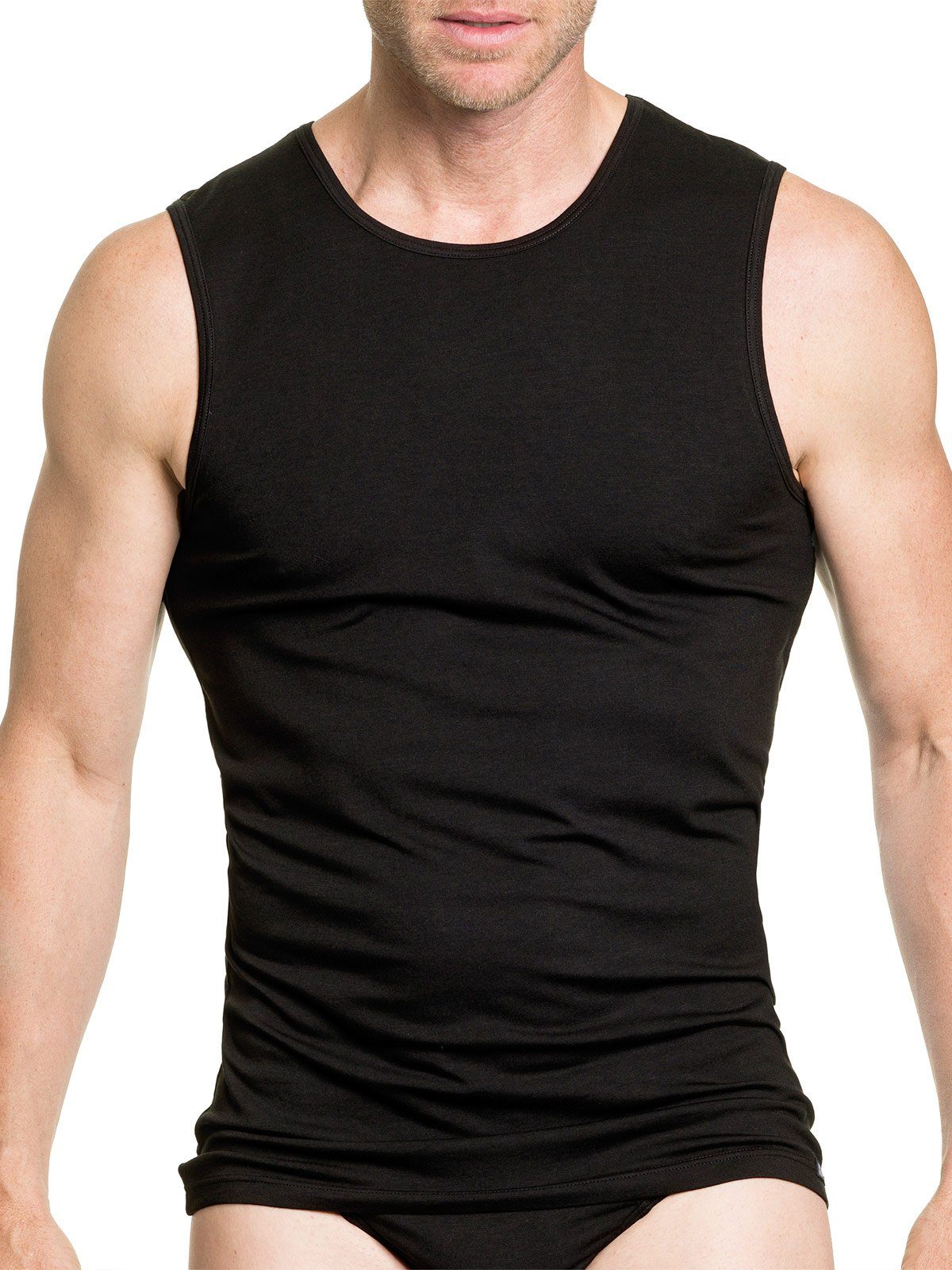 1-St) KUMPF Achselshirt schwarz (Stück, Herren Achselhemd Jersey Single Materialmix