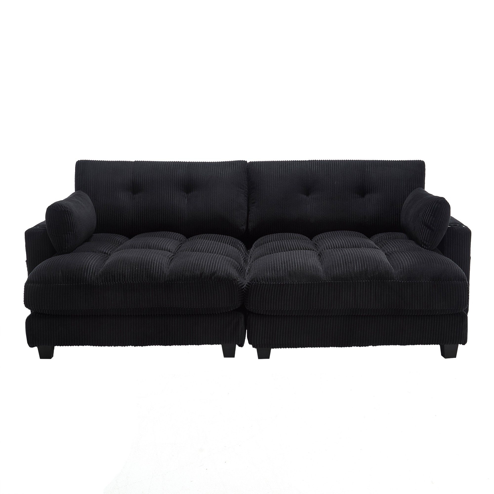 LVHOM Polsterliege Ottomane/Loungesofa/Polsterbett/Daybett/Gästebetten/Schlafsofa (USB/Typ C-Ladeanschlüssen, Seitentaschen, Getränkehalter, modularer Flexibilität Palmen Sessel, links & rechts tauschbare Armlehnen, Schlaffunktion, Platzsparend, 2-St., Multifunktional für Kleinwohnung, Homeoffice und Gästeübernachtung), Perfekt für Wohnzimmer, Schlafzimmer, Jugendzimmer, Gästezimmer