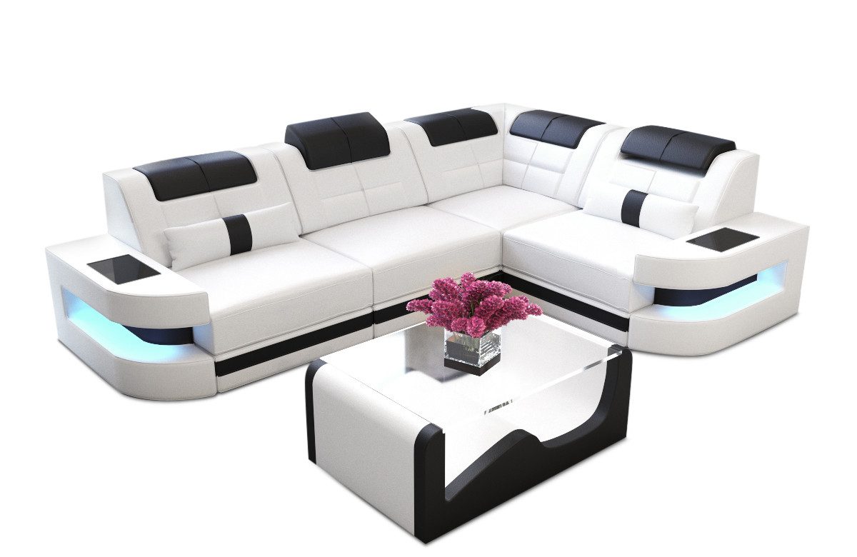 Sofa Dreams Ecksofa Como L Form Leder, Couch, mit LED, wahlweise mit Bettfu günstig online kaufen