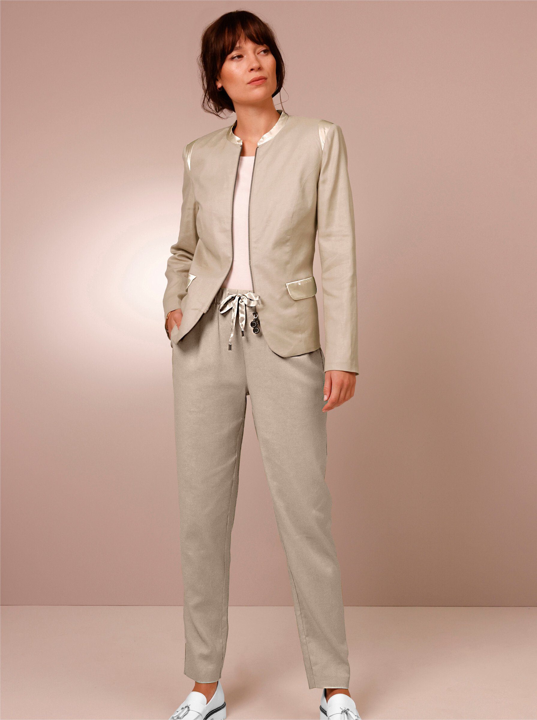 creation L Blusenblazer Leinen-Viskose-Blazer Langarm