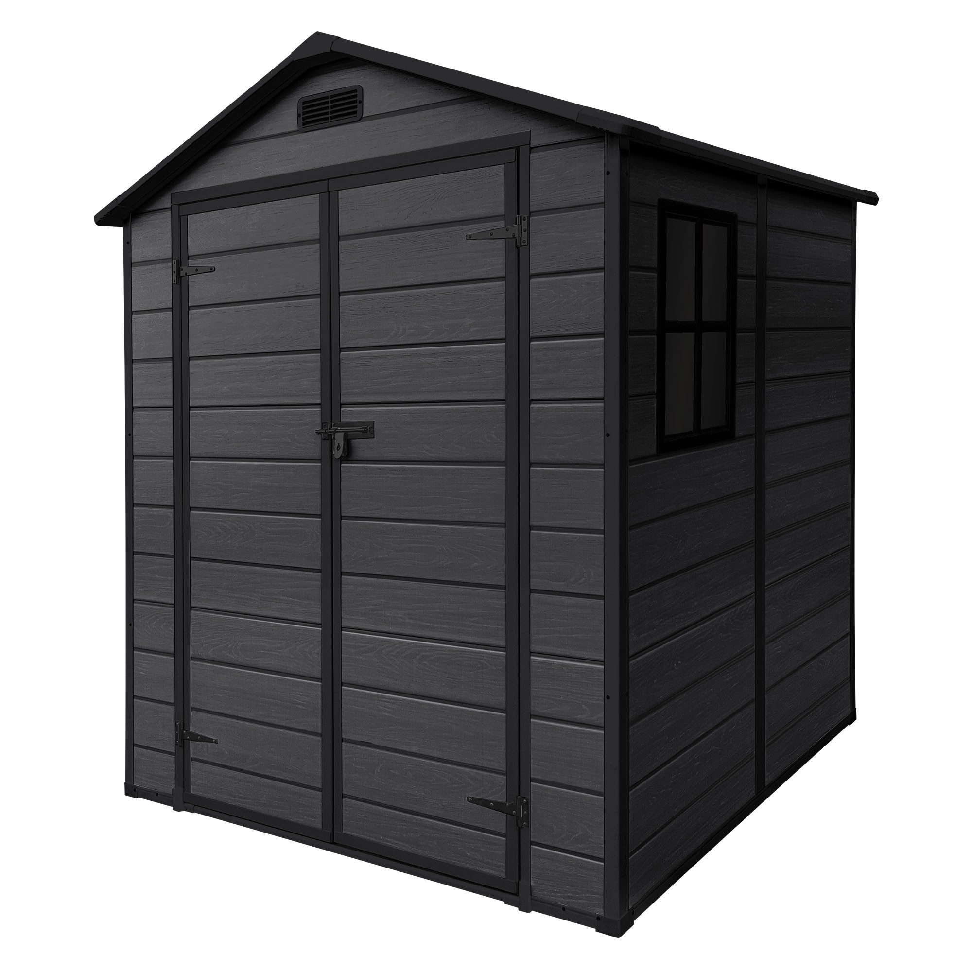 ECD Germany Gartenhaus Gerätehaus Geräteschuppen Gartenschuppen mit Fenster und Doppeltüren, BxT: 182x151 cm, 5 m³ wetterfest Kunststoff mit Boden & Satteldach 151x182x220 cm