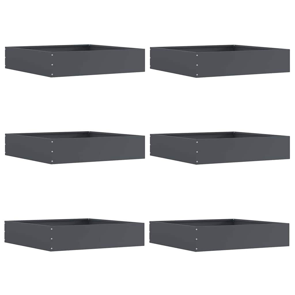 vidaXL Beetumrandung Raseneinfassung 6 Stk. 60 x 60 x 13 cm Stahl Anthrazit