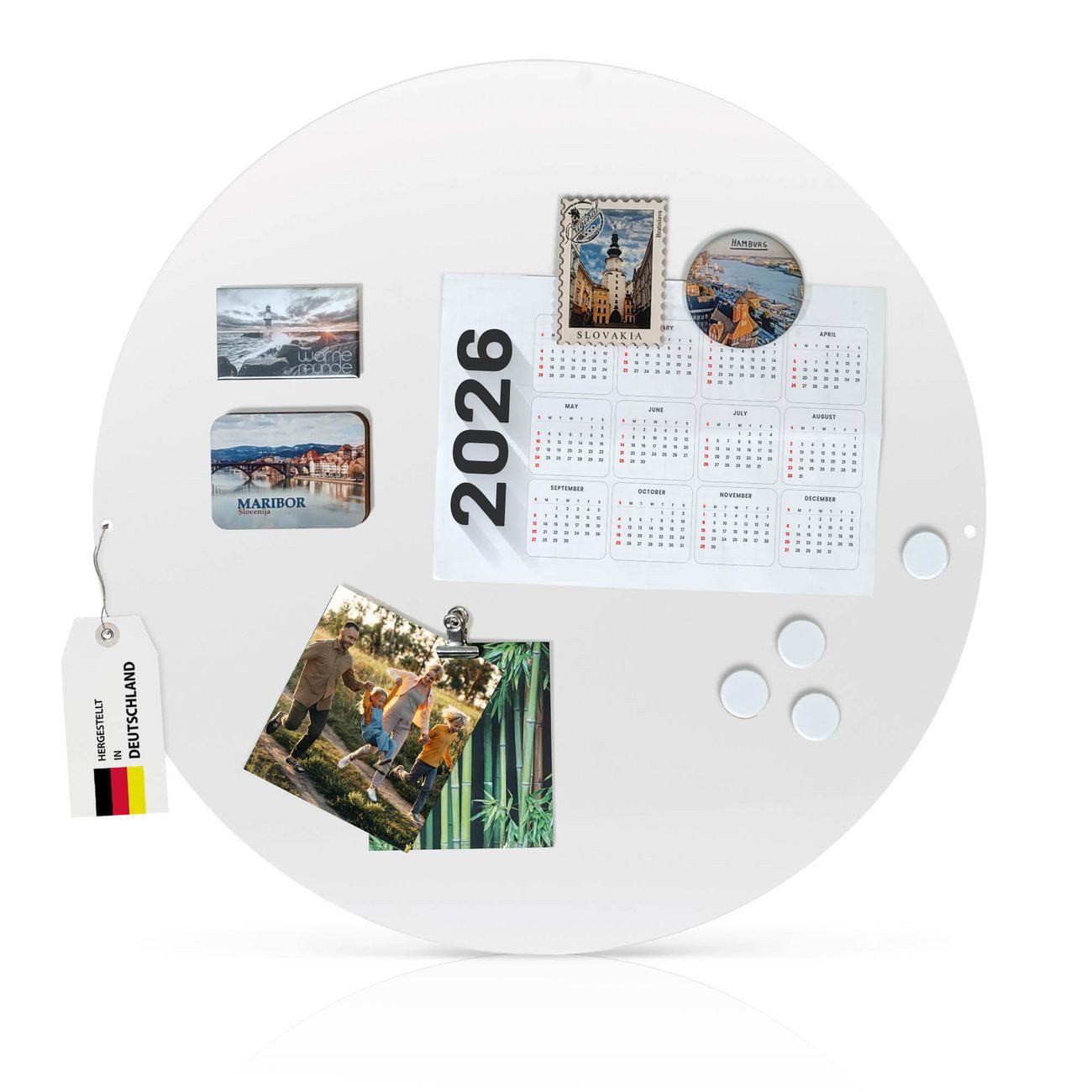 banjado Magnettafel Memoboard Metall Rund Weiß 47cm inkl. 4 Magnete und Mon günstig online kaufen