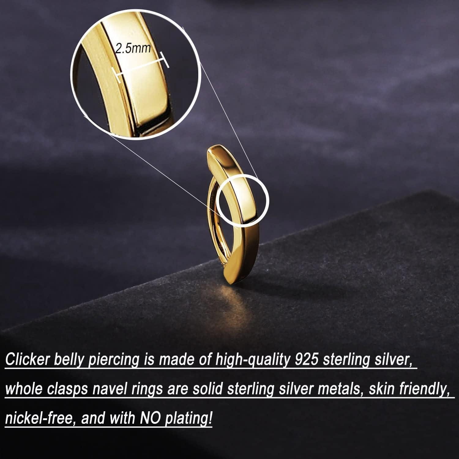 LuxusKollektion Bauchnabelpiercing 14G Clicker Bauchnabel Piercing Silber 925 Reverse Curved Barbell