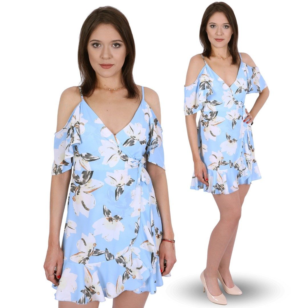 Sarcia.eu Minikleid John Zack Himmelblaues Minikleid mit Blumenmuster