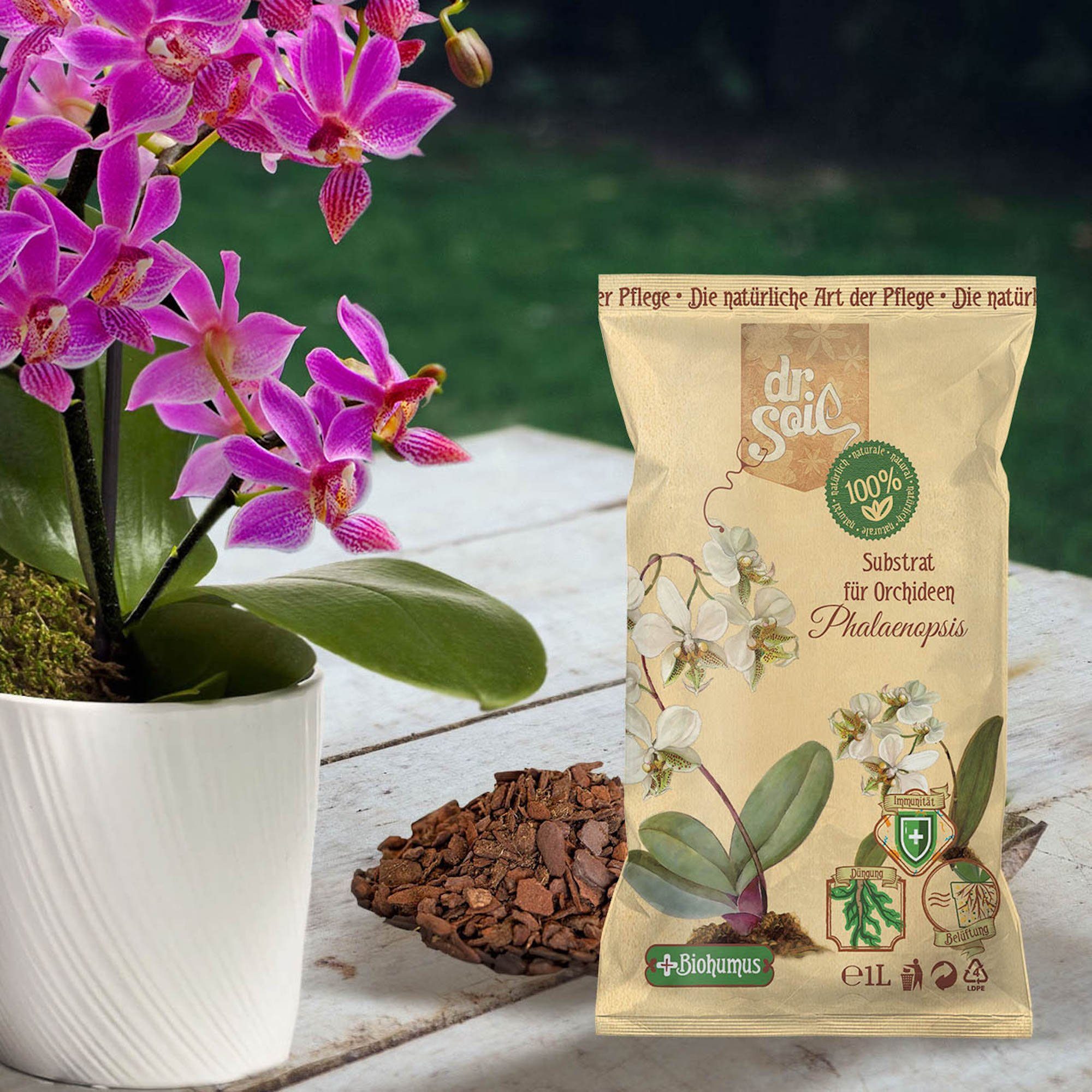 dr. Soil Bio-Erde Dr.Soil Substrat für Orchideen Phalaenopsis 1l beutel, (Packung), 1 Liter