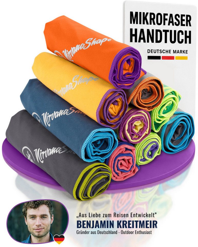 NirvanaShape Sporthandtuch Mikrofaser Handtuch, Badehandtuch, Reisehandtuch, Sporthandtuch, saugfähig, leicht, schnelltrocknend, für Reisen, Fitness, Yoga, Sauna