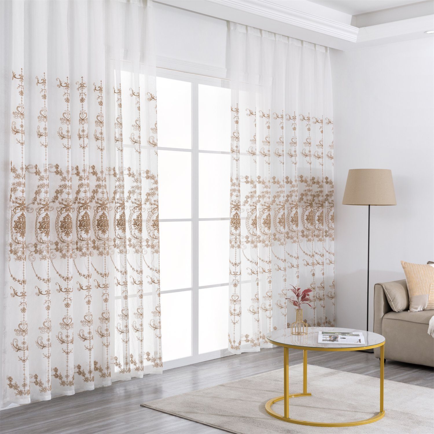 BYSURE Vorhang Blumen Stickerei Vorhänge (2 St), Ösen, transparent, Voile, günstig online kaufen