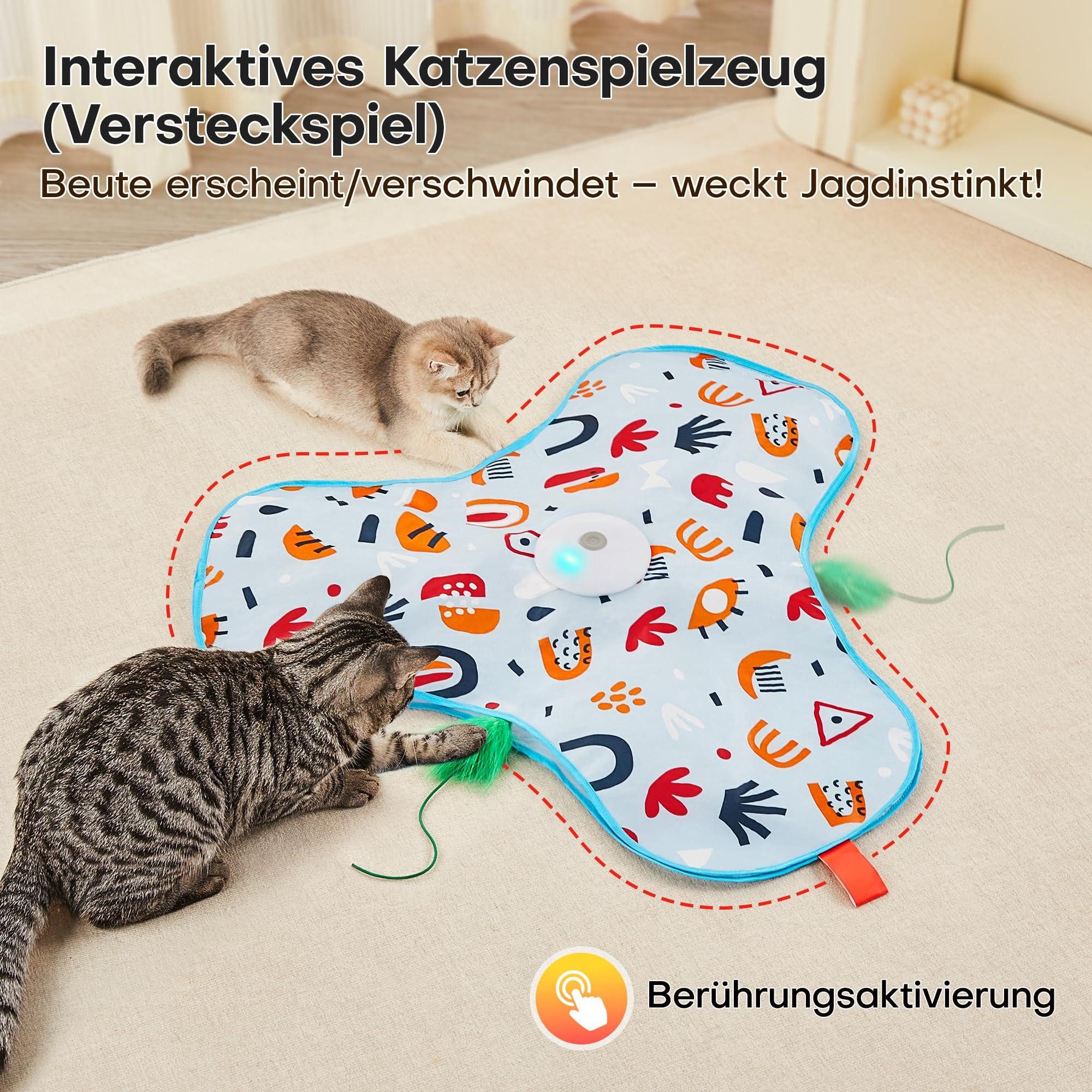 AIBISTAR Tier-Intelligenzspielzeug Interaktives Katzen-Spielzeug, Feder, Mausgeräusche, USB-C, Elektrisches Katzenspielzeug,Ideal für Kätzchen & erwachsene Katzen