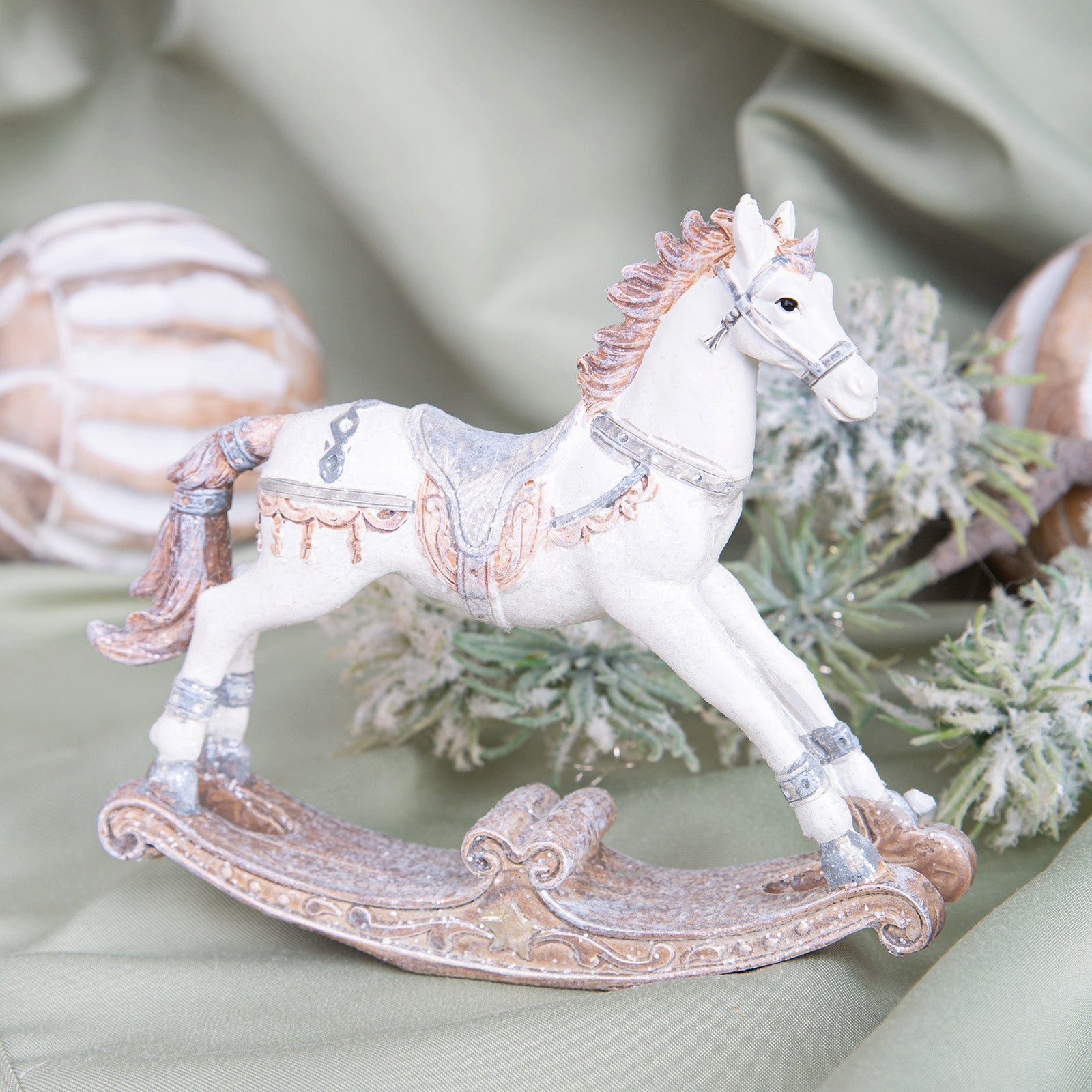 Logbuch-Verlag Dekofigur Nostalgie Schaukelpferd Figur weiß grau vintage De günstig online kaufen