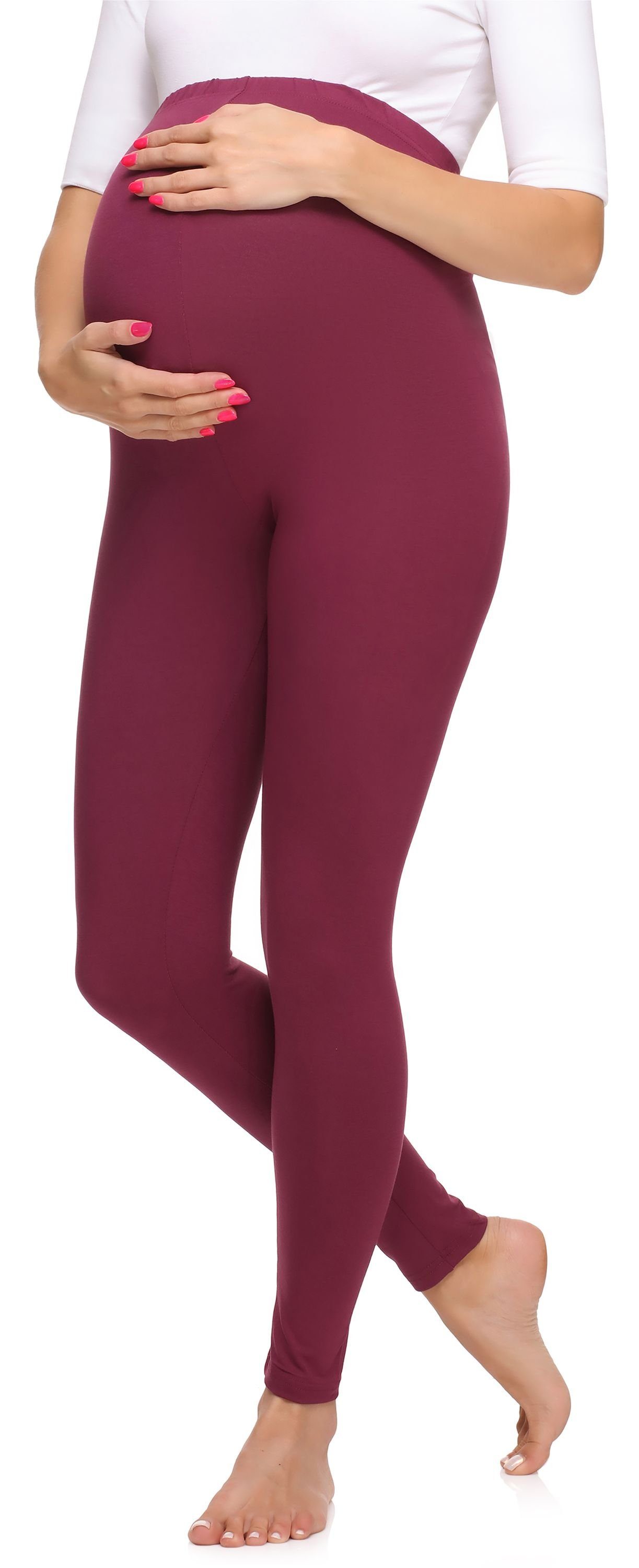 Bund MS10-297 Umstandsleggings Lange Merry elastischer Damen Umstandsleggings Weinrot Viskose aus (1-tlg) Style