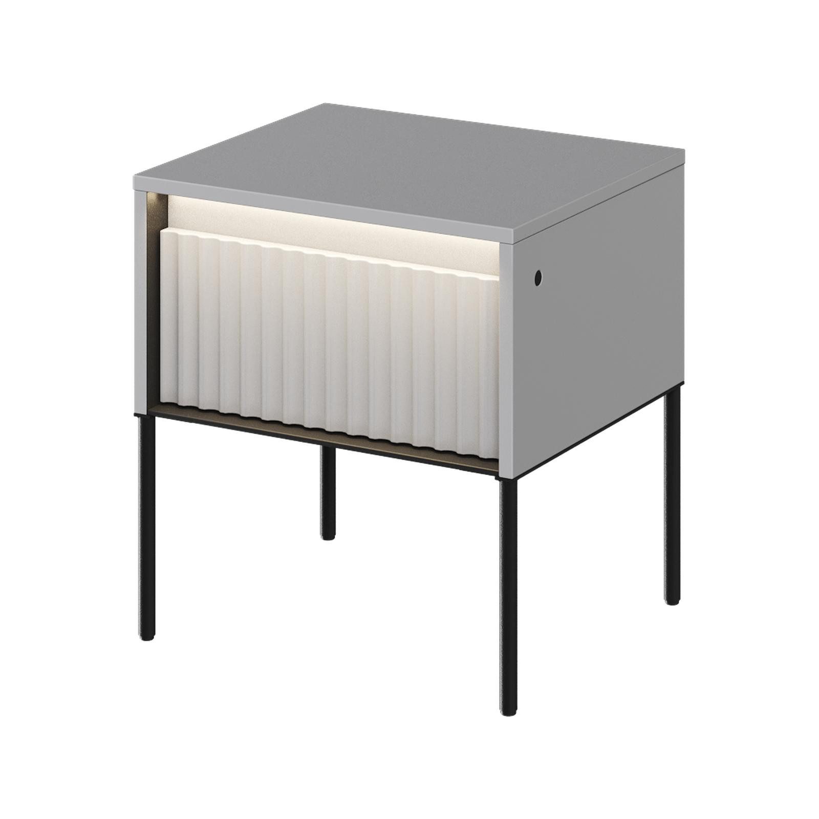 HAUSELEMENT Nachttisch TREND TR-10, mit Schublade LED-Beleuchtung Nachtschrank 46 cm Nachtkonsole