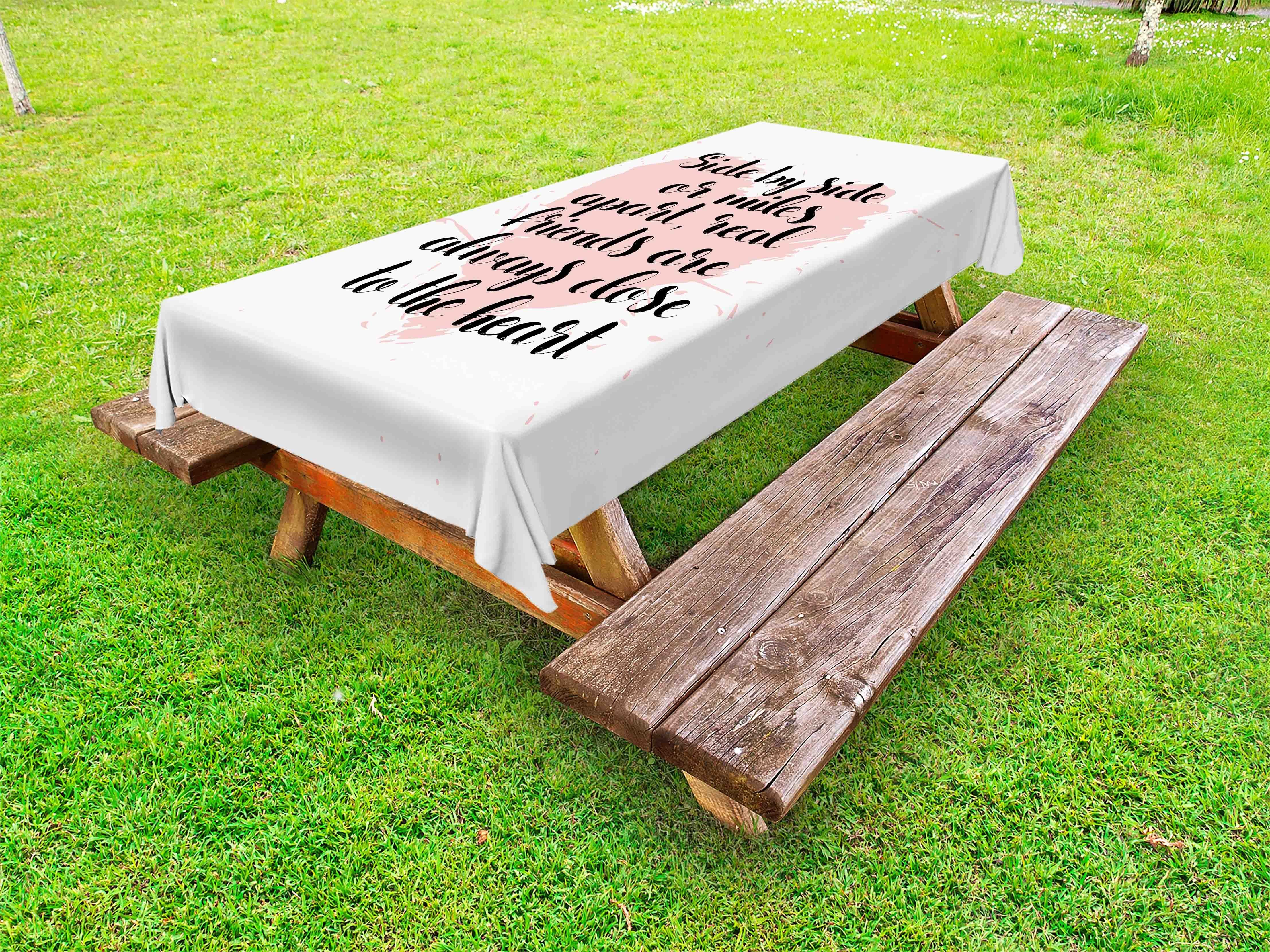Abakuhaus Tischdecke dekorative waschbare Picknick-Tischdecke, Bester Freund Echt Freundschaft Wörter