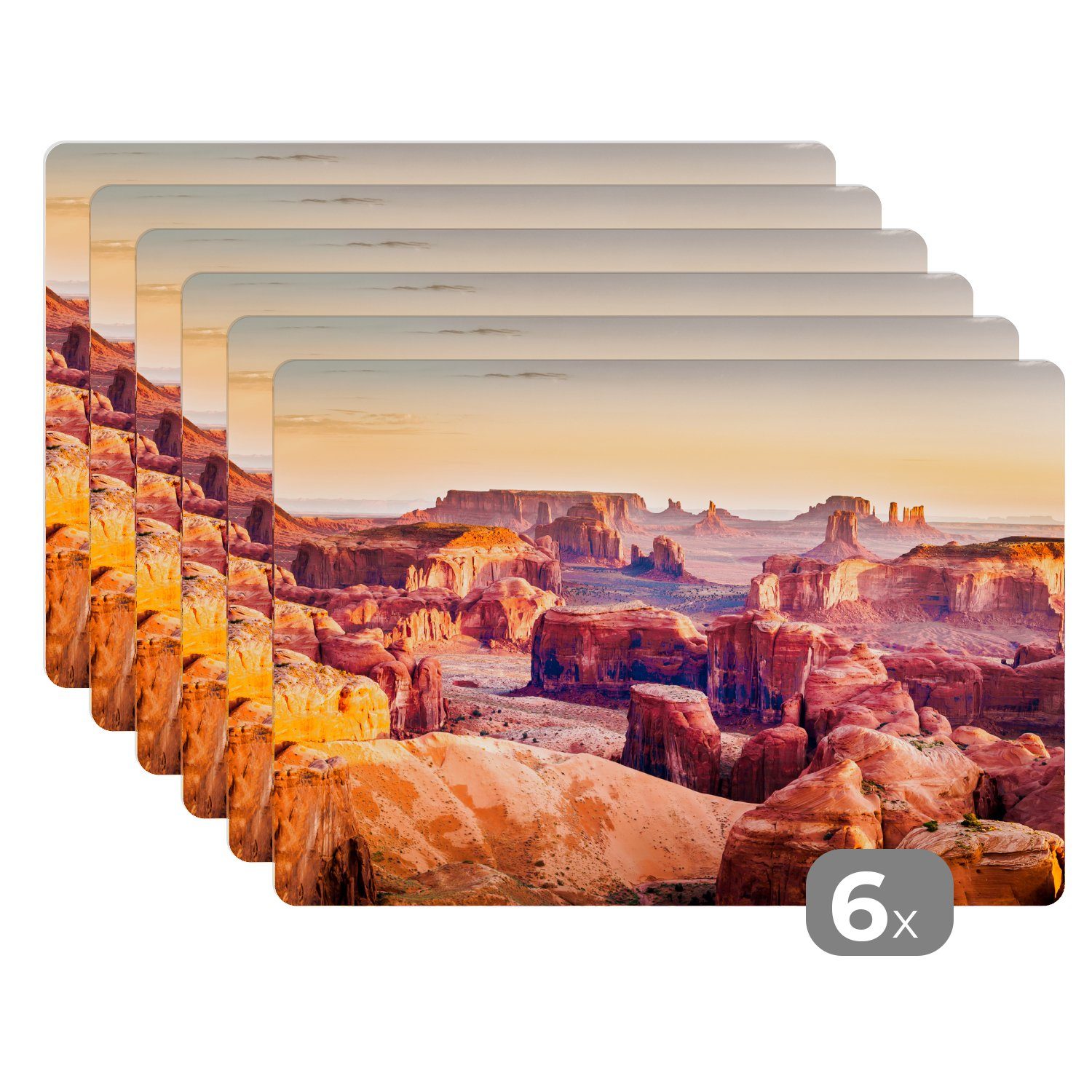 Platzset, Panorama des Monument Valley Schmutzabweisend Amerika, (6-St), Platzset, in MuchoWow, Platzmatte, Platzdecken, Tischmatten