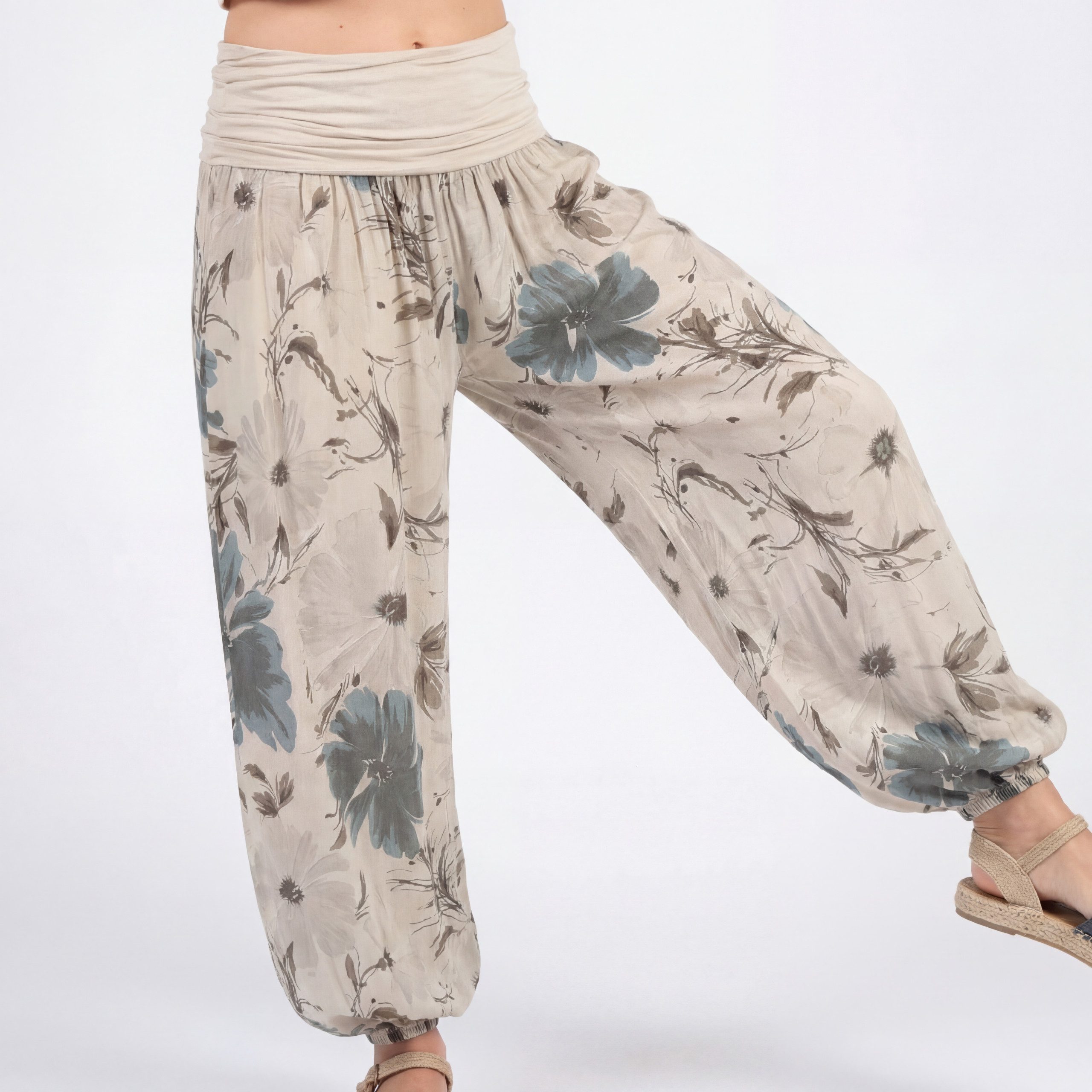 OriginalYou Haremshose Sommerhose luftig und leichte Pumphose für Damen mit elastischem Bund, sommerliches Design, Middle Waist
