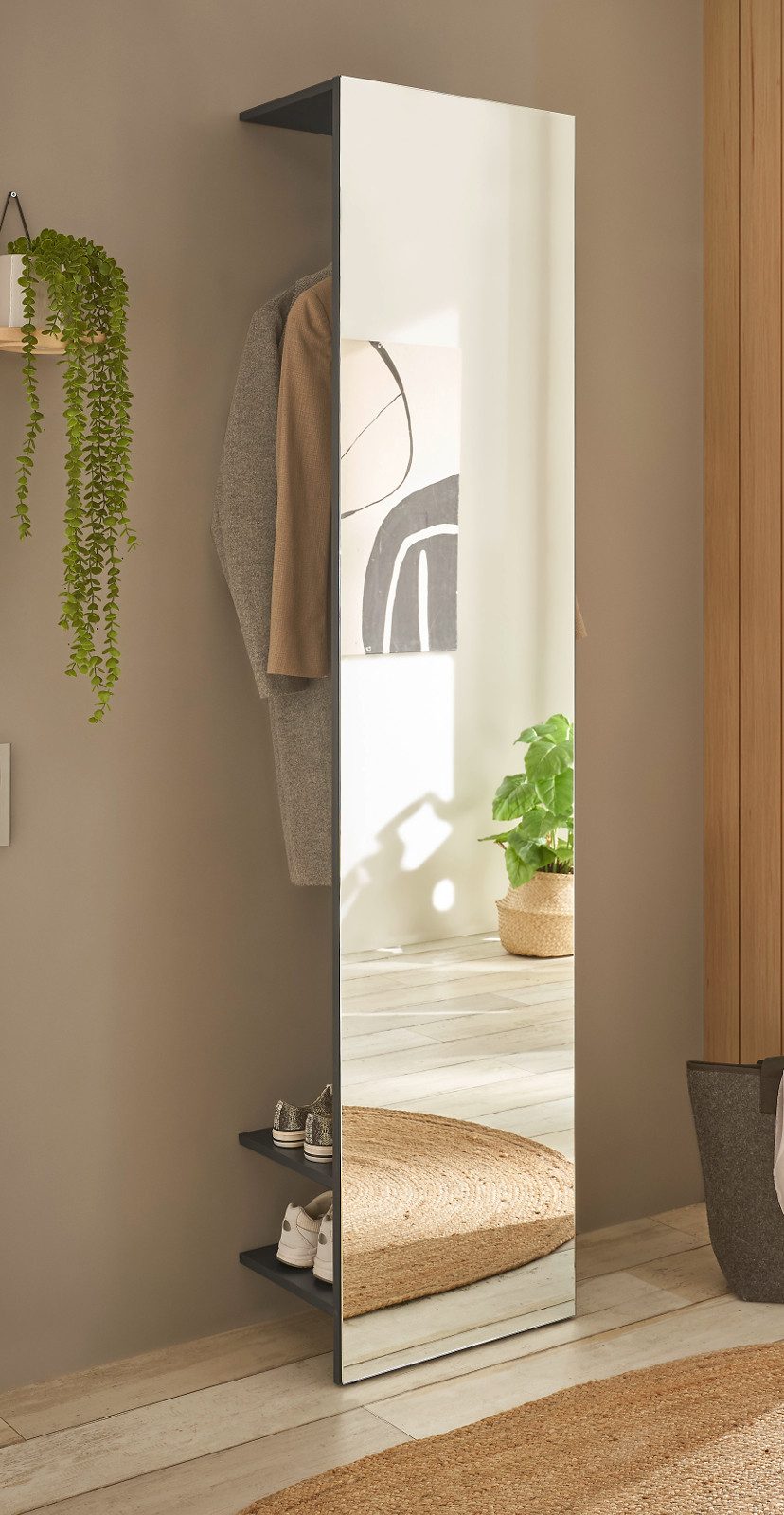 Furn.Design Kompaktgarderobe Center (Flurgarderobe in grau matt, 50 x 200 c günstig online kaufen