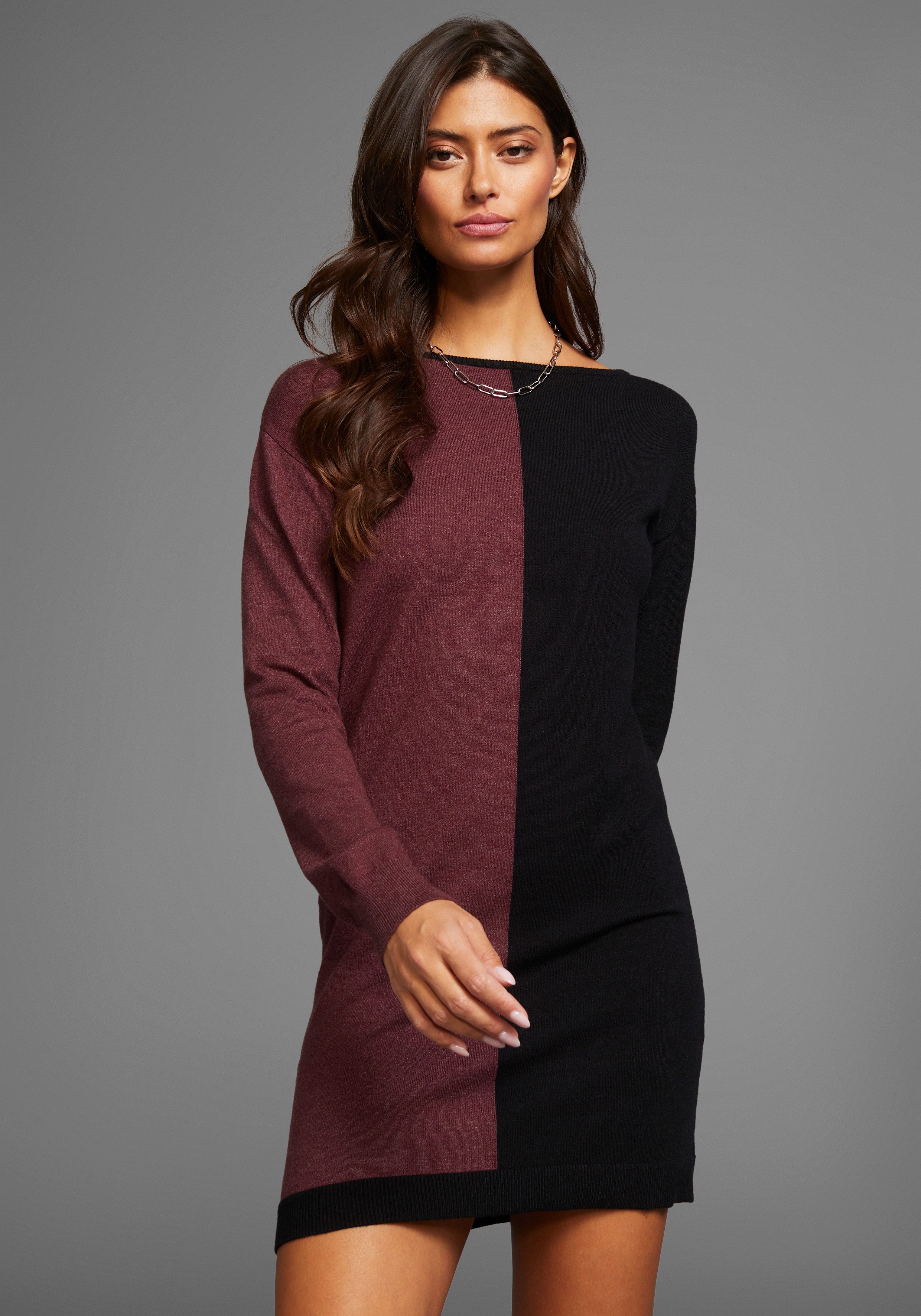 Laura Scott Strickkleid mit zweifarbigem Design