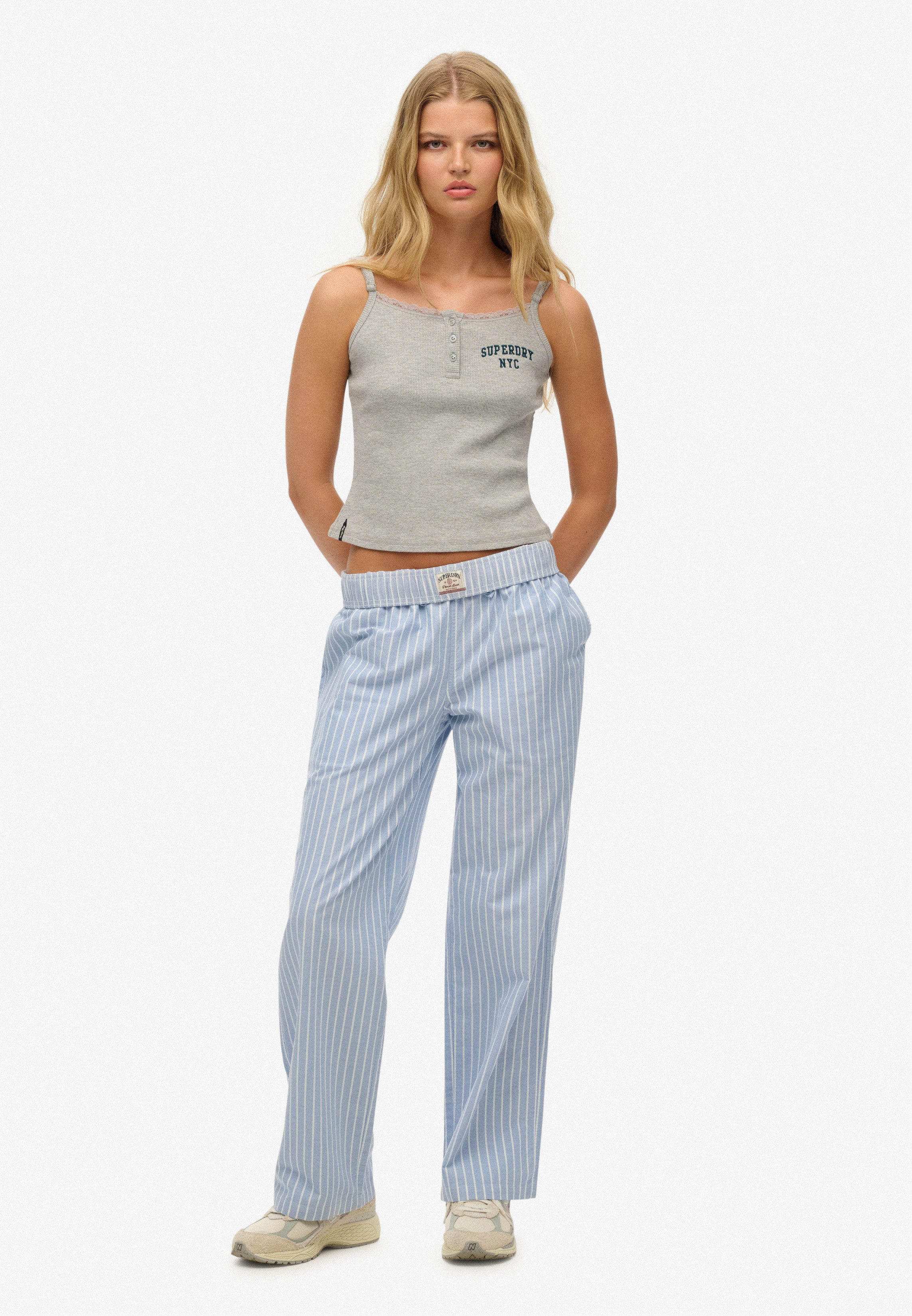 Superdry Cargohose COTTON STRIPE ELASTIC TROUSER aus Baumwolle und Jersey, Relaxed Fit, gestreifte Optik