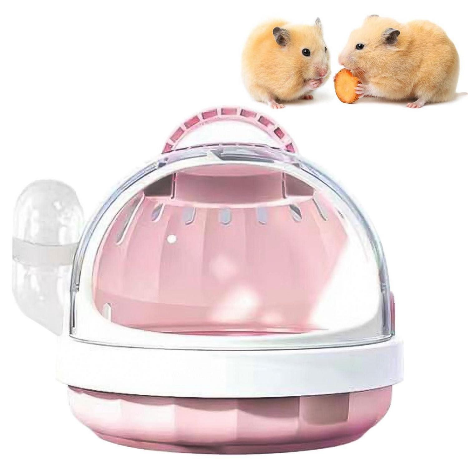 LuxusKollektion Tierreisebox Hamsterkäfig Reise tragbar m. Wasserflasche Rosa