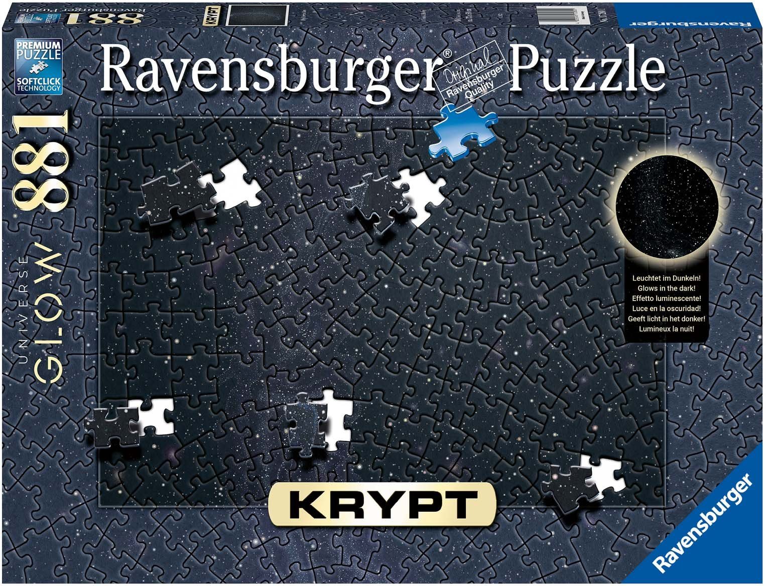 Ravensburger Puzzle Krypt Universe Glow, 881 Puzzleteile, Made in Germany, FSC® - schützt Wald - weltweit
