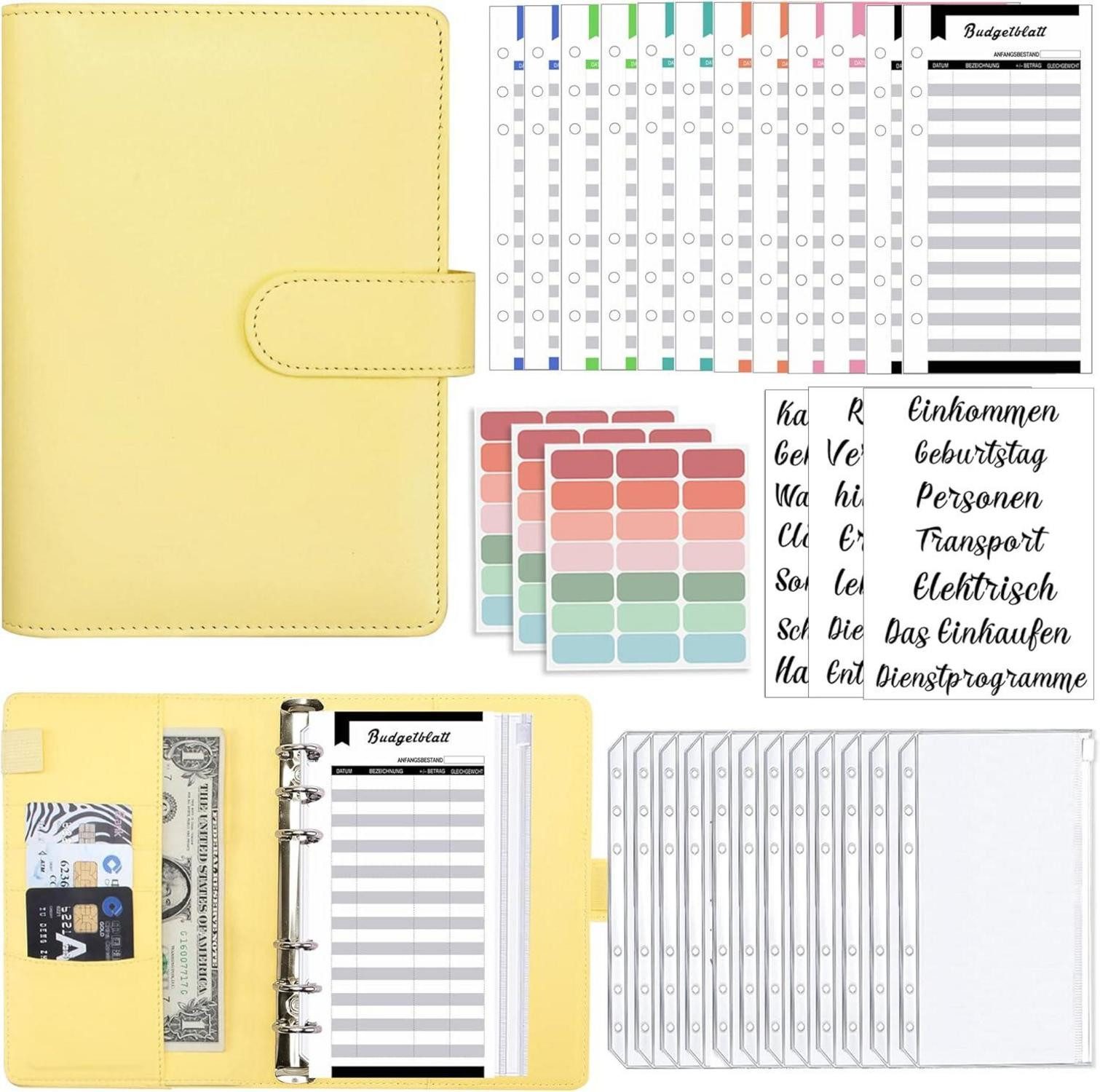 Notizbuch A6 Binder Budget Planner Geld Organizer Sparbuch Etiketten Reise