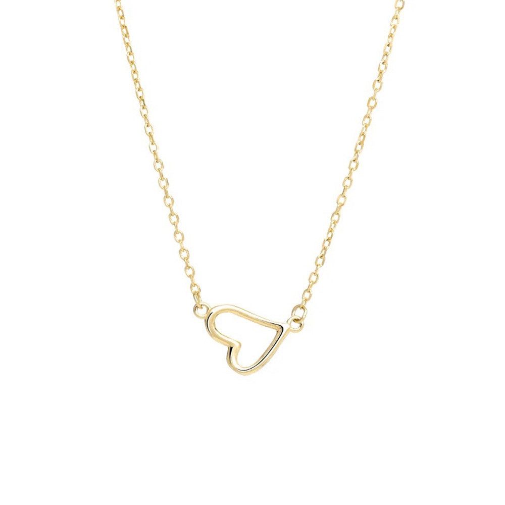 Runde Perlé Kette mit Anhänger Minimalistische Halskette mit quer Herz, handgefertigte Halskette, 925er Silber, 18K Gold