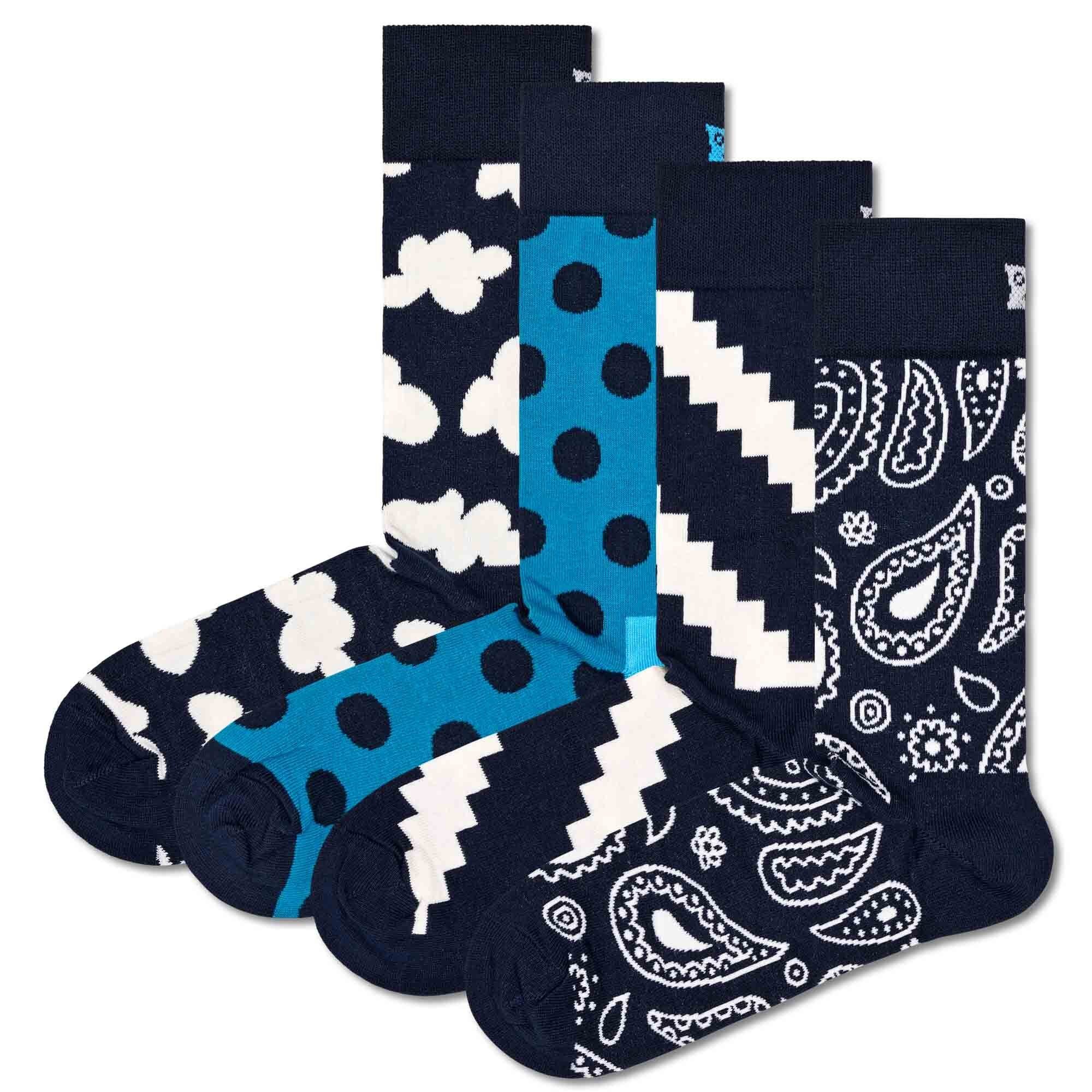Happy Socks Kurzsocken Geschenkbox Pack Unisex Socken, Blues Moody 4er