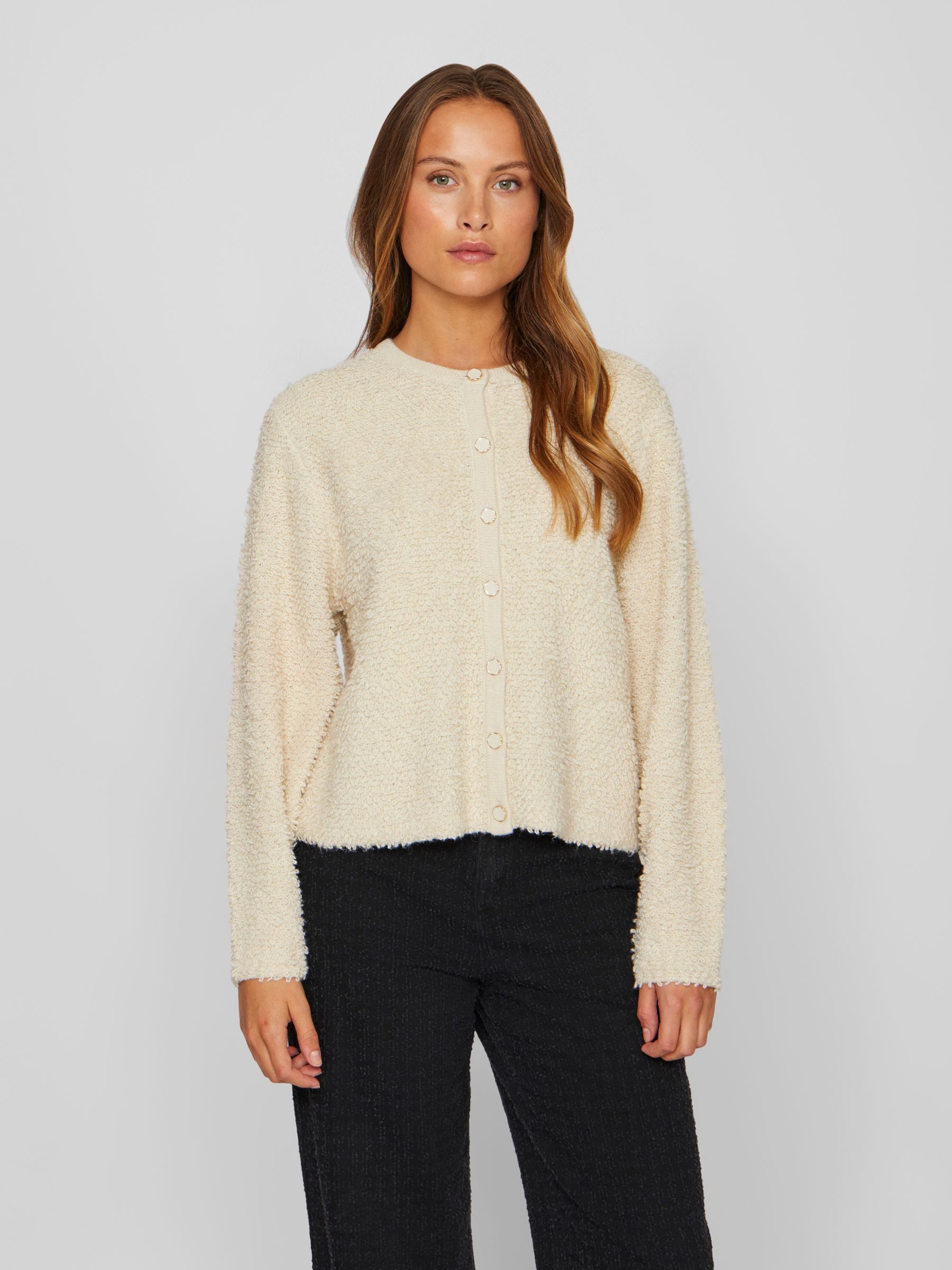 Vila Cardigan Kuscheliges Design mit Knöpfen (1-tlg) VIPAZA O-NECK L/S KNIT JACKET/1