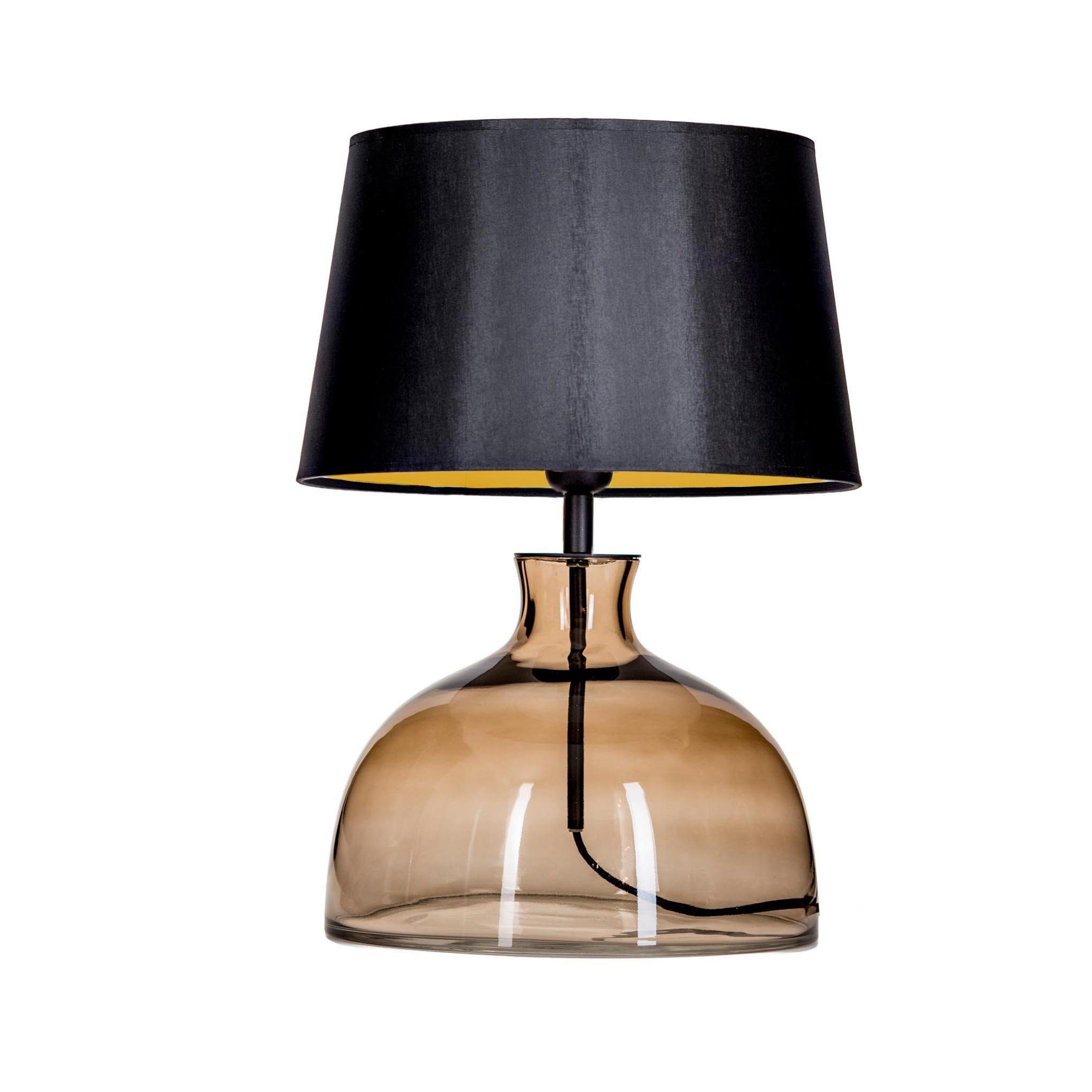 Signature Home Collection Tischleuchte Tischlampe Glaslampe grau braun mit Lampenschirm schwarz weiß, ohne Leuchtmittel, mundgeblasenen Glas in Premiumqualität